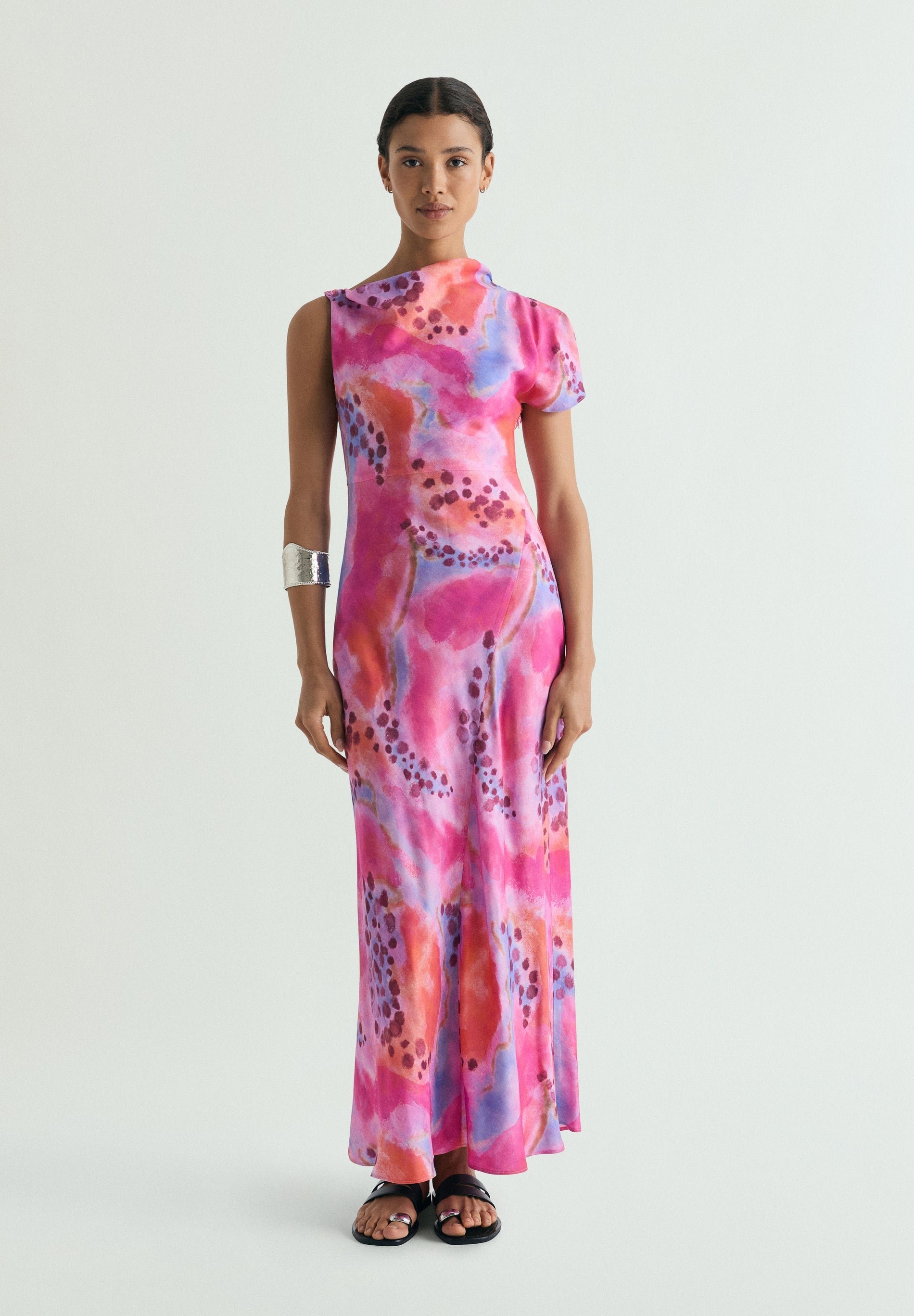 SATIN ASYMMETRIC DRESS