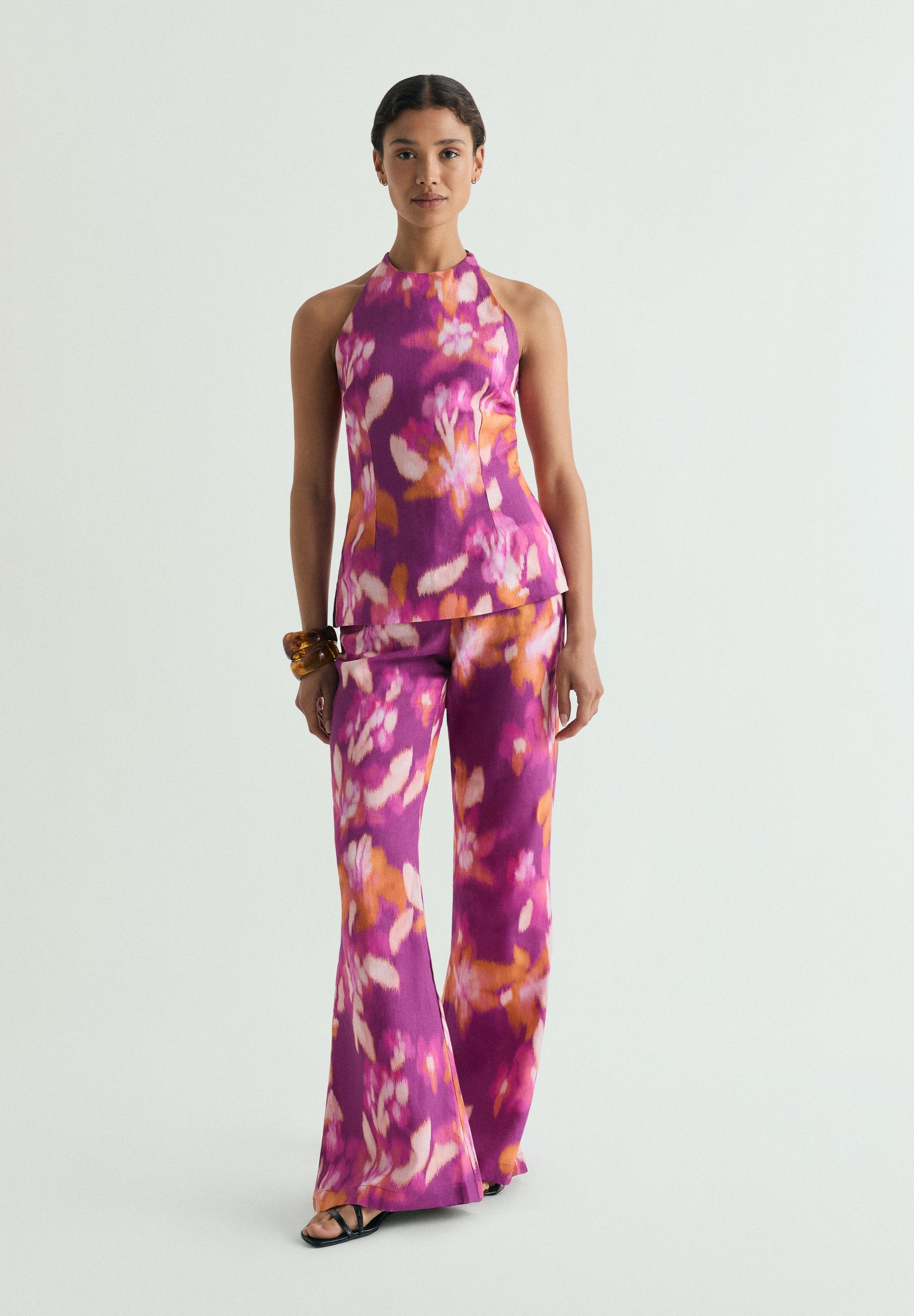 SCPRINT LINEN BOOTCUT PANT
