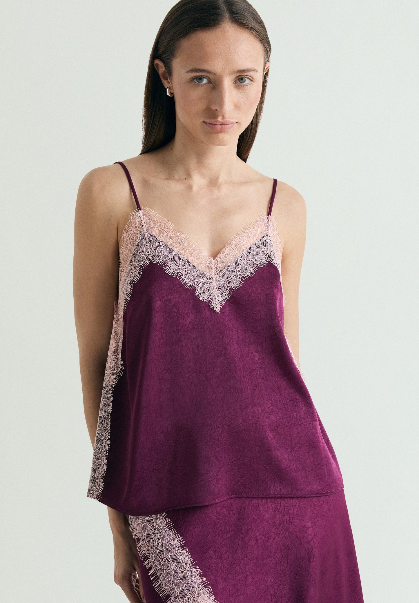 SATIN AND LACE TOP