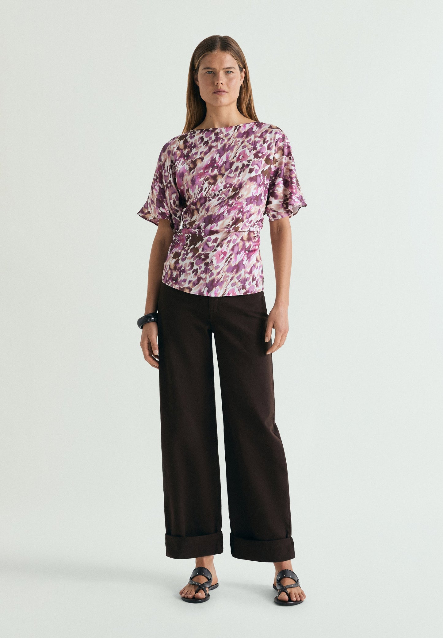 PRINTED TOP WITH SIDE DRAPING