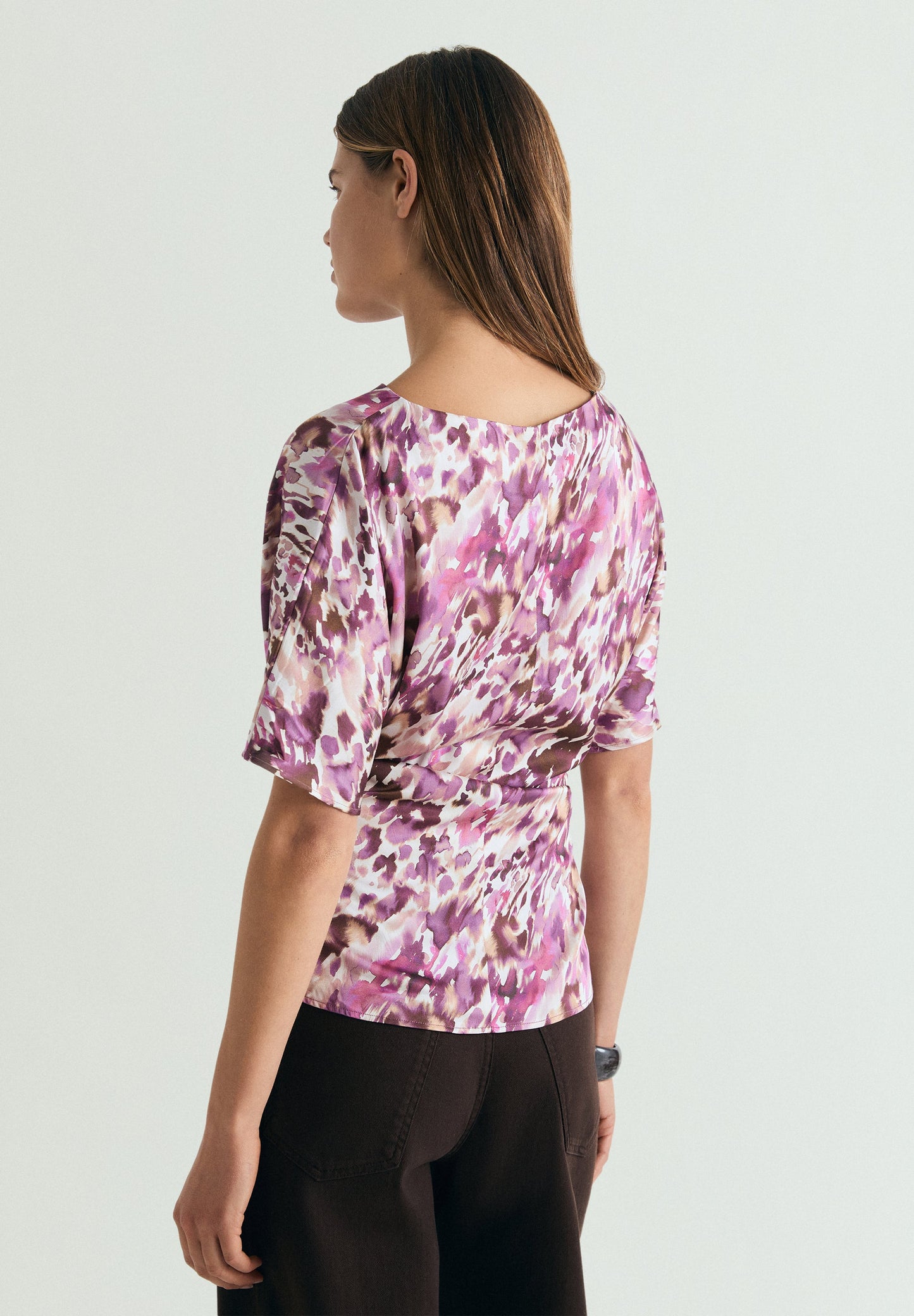 PRINTED TOP WITH SIDE DRAPING