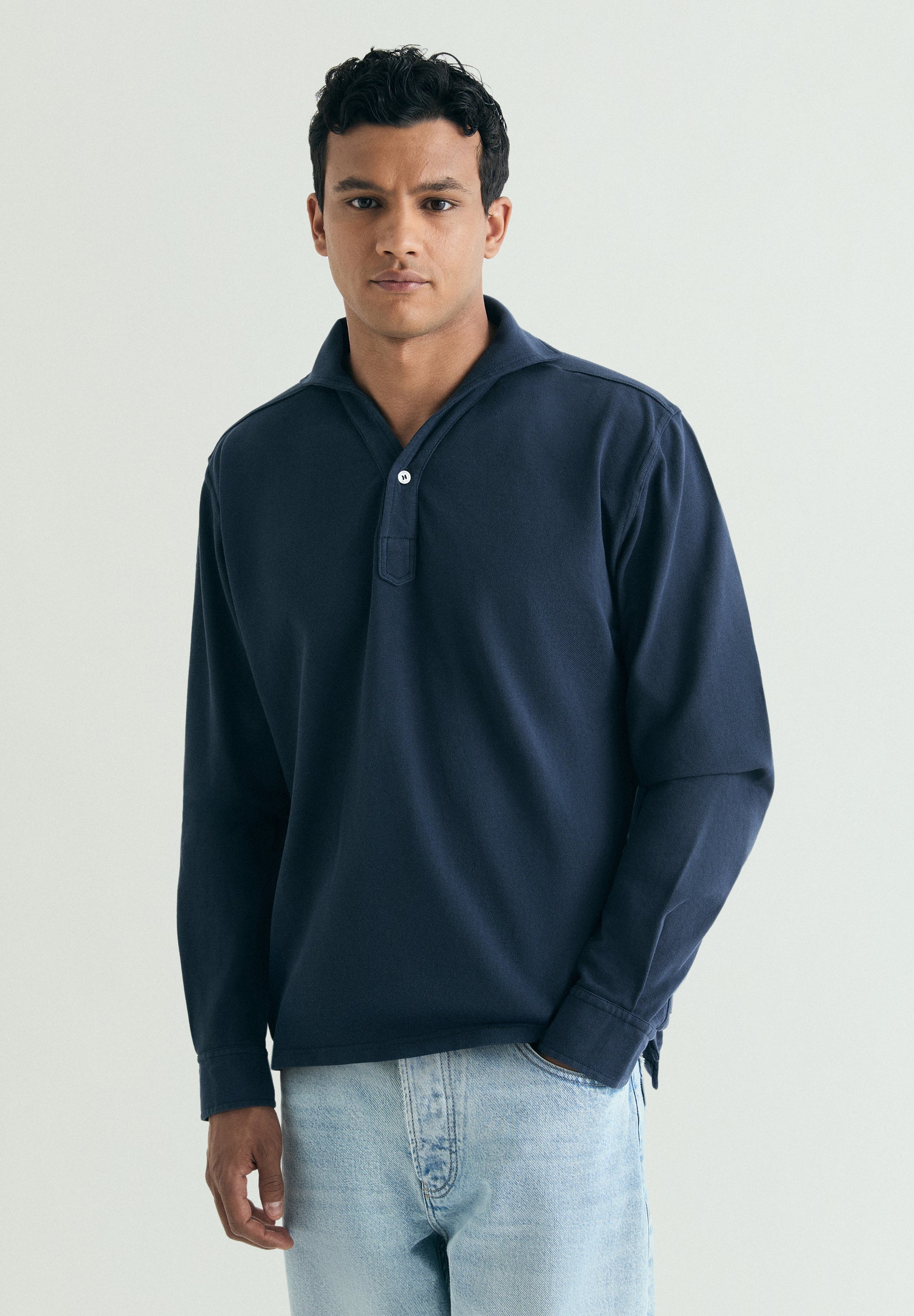 LONG SLEEVE COTTON POLO SHIRT