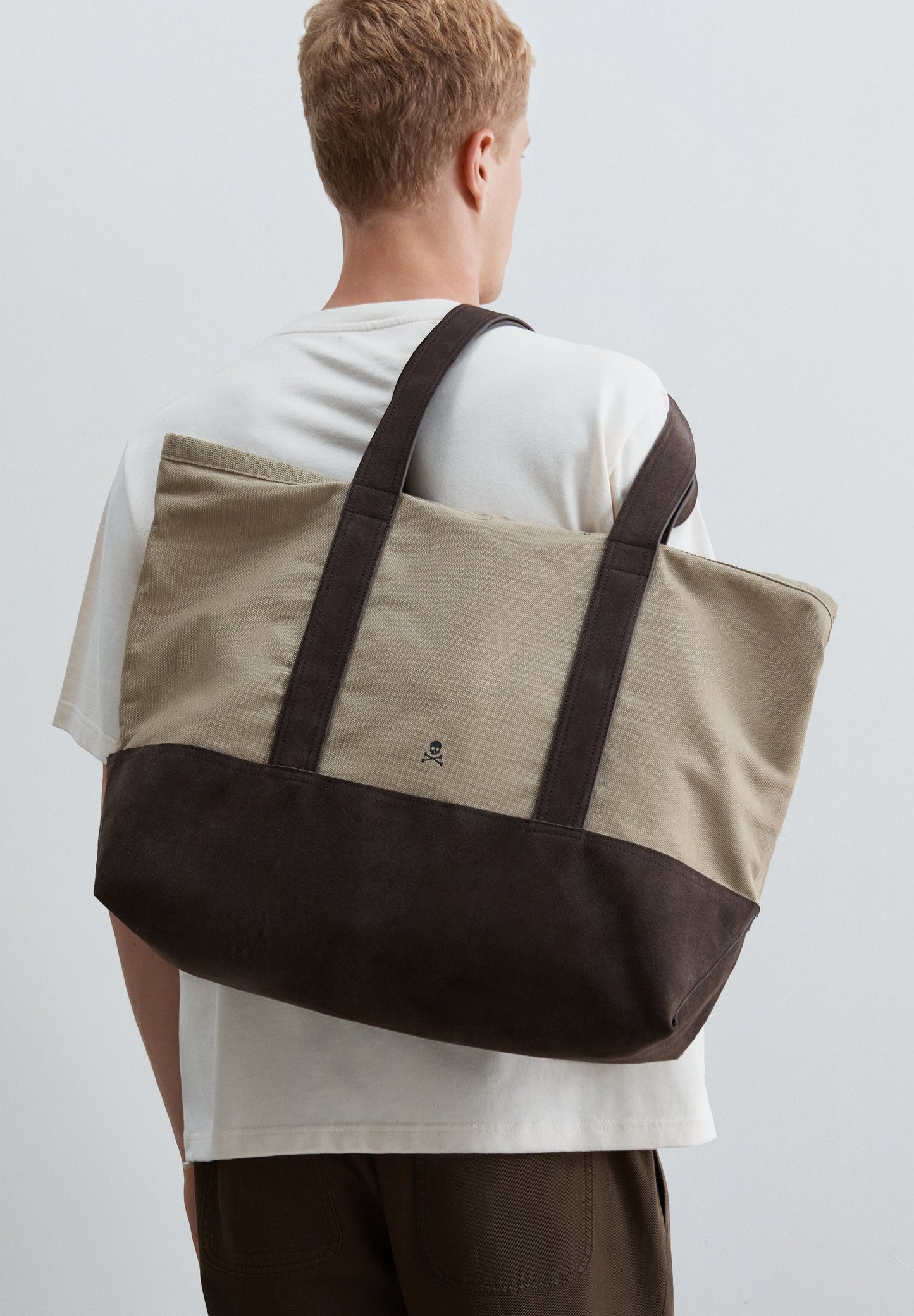 COTTON AND SUEDE TOTE BAG