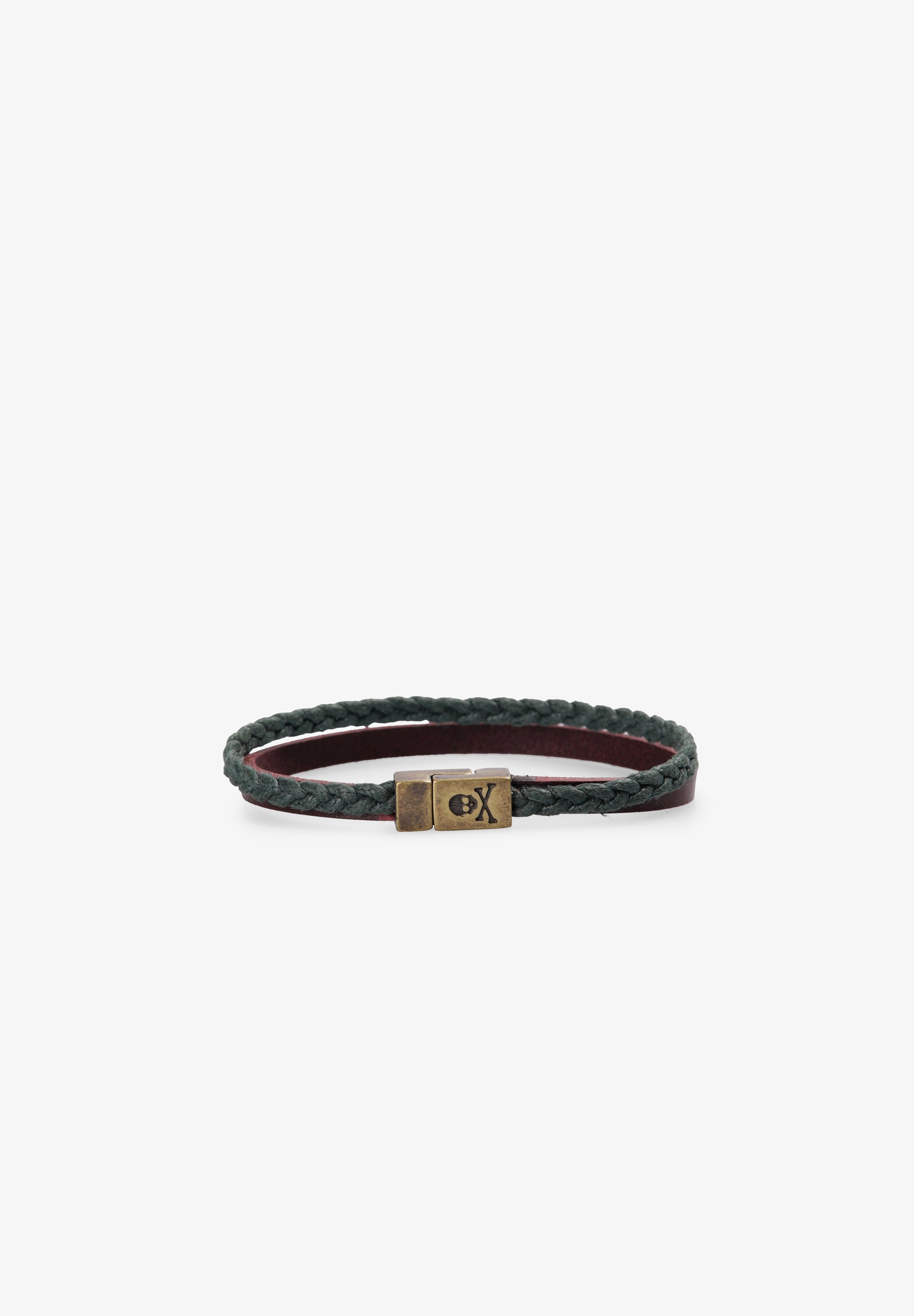 LEATHER AND WAXED CORD BRACELET