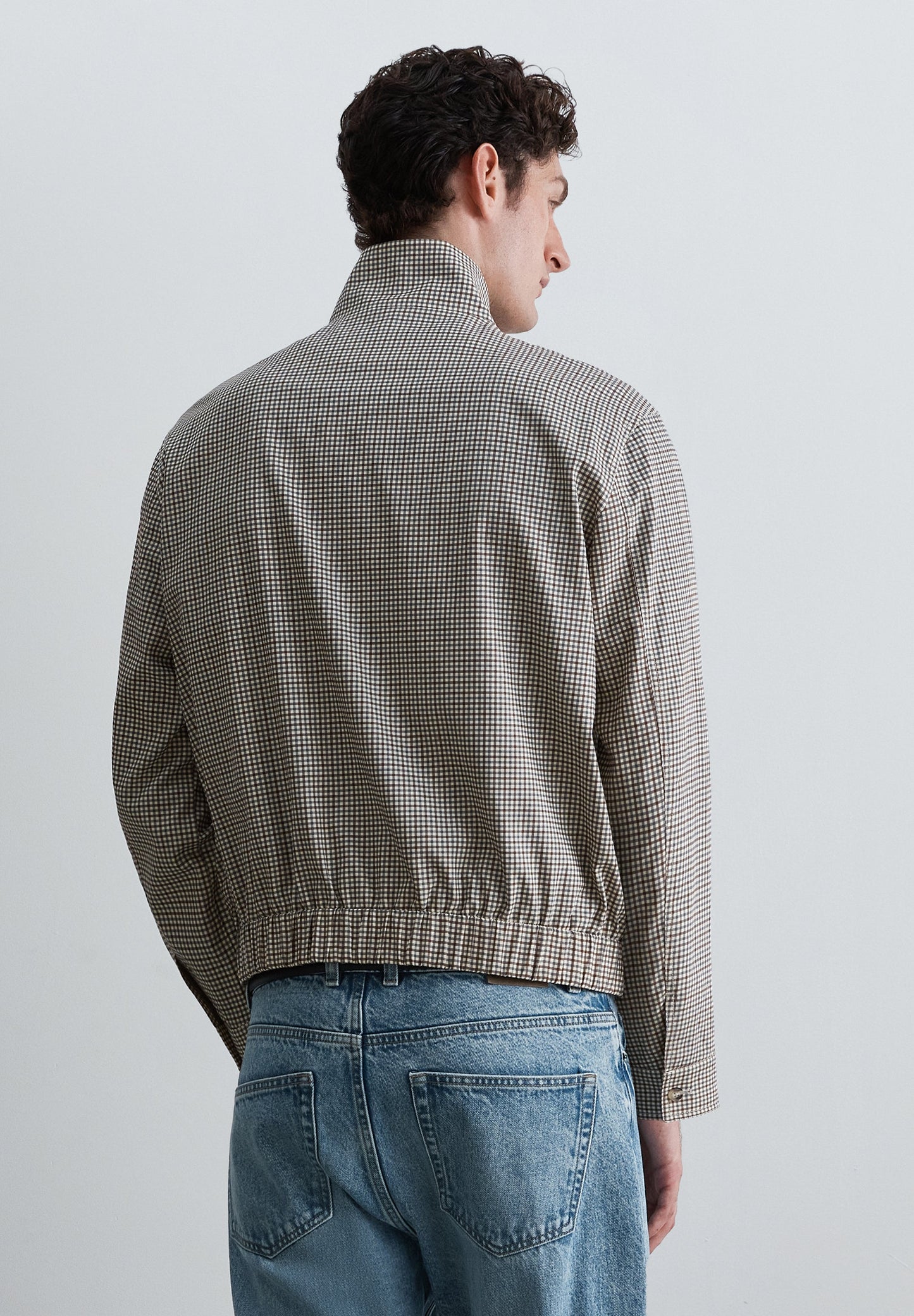MICRO-CHECK PRINT BOMBER JACKET