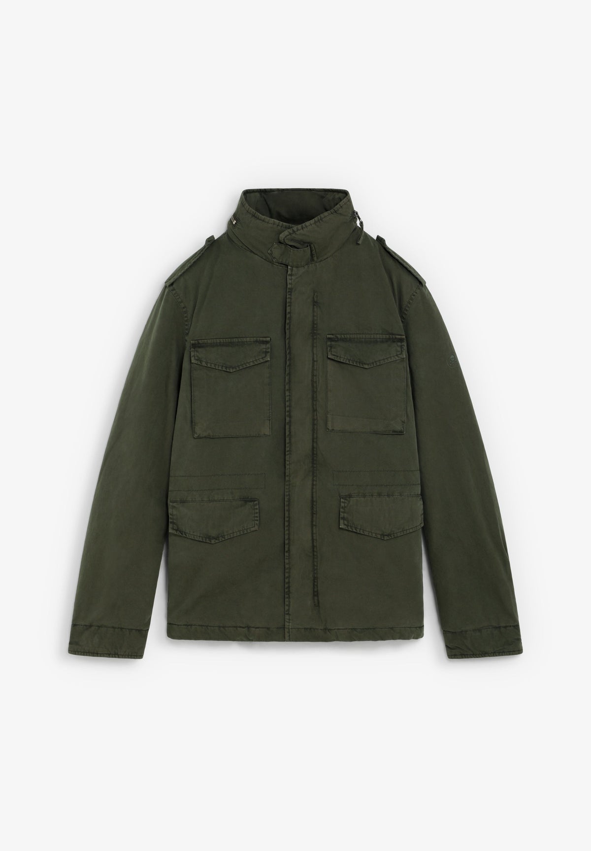 MILITARY JACKET WITH CONCEALED HOOD