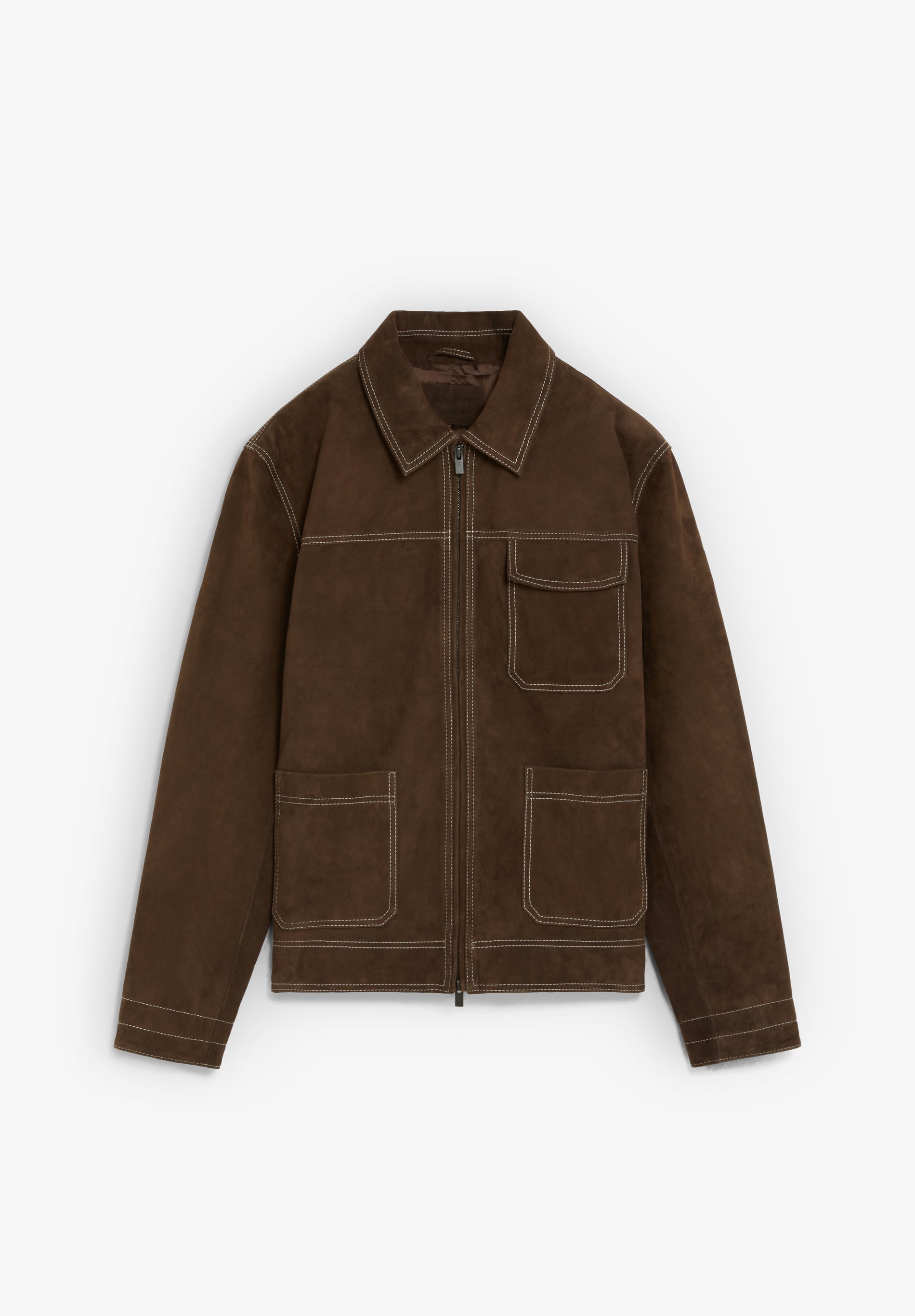 SUEDE JACKET WITH CONTRAST SEAMS