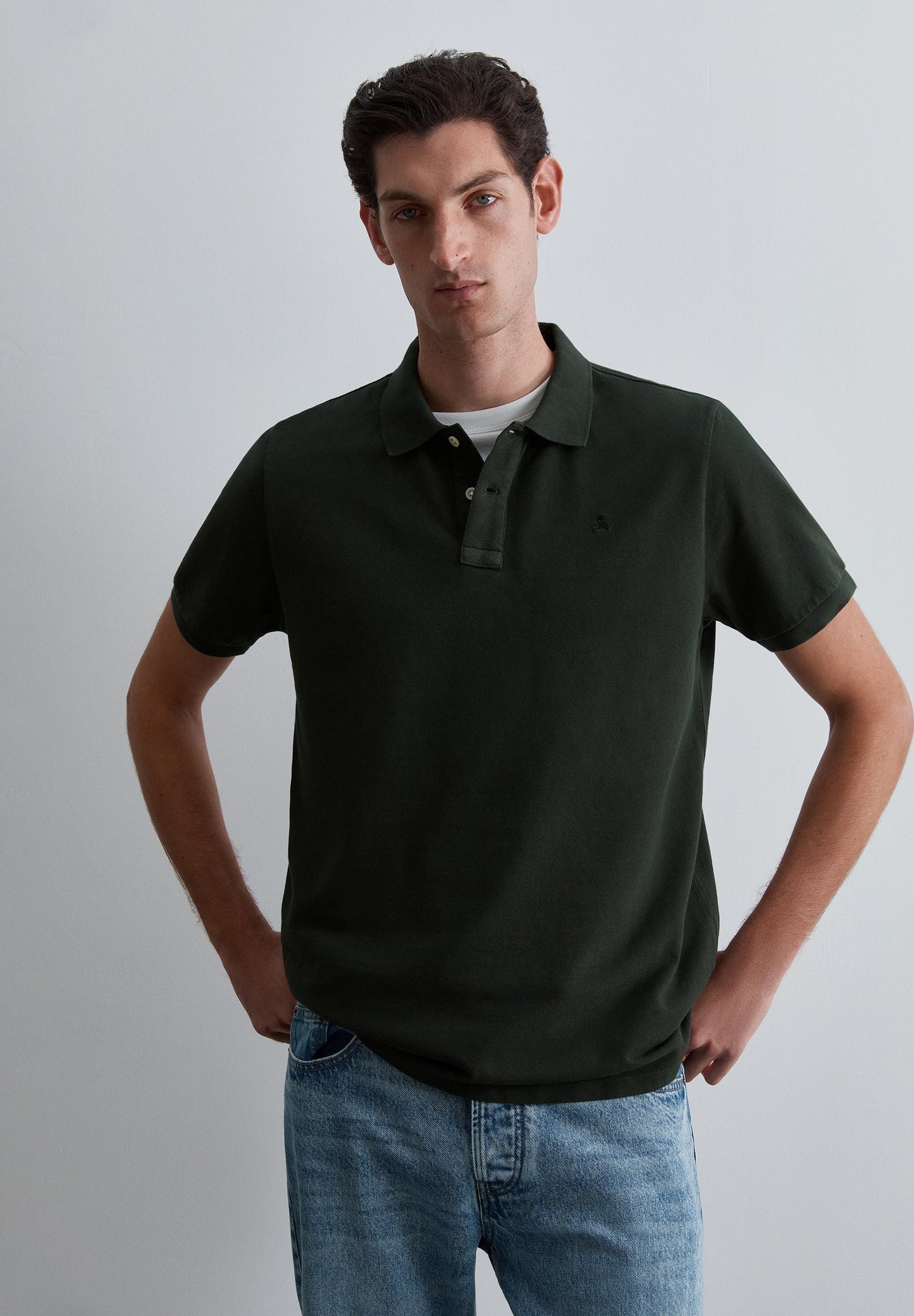 PIQUÉ POLO SHIRT WITH TONAL SKULL