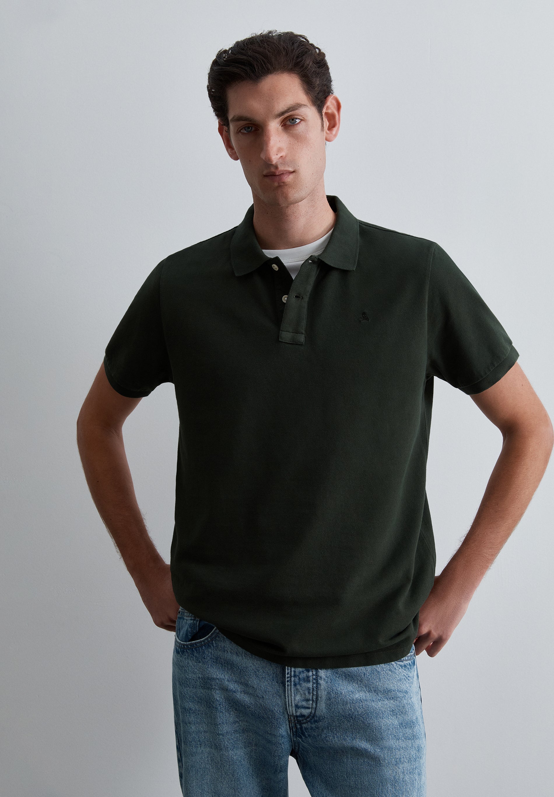PIQUÉ POLO SHIRT WITH TONAL SKULL