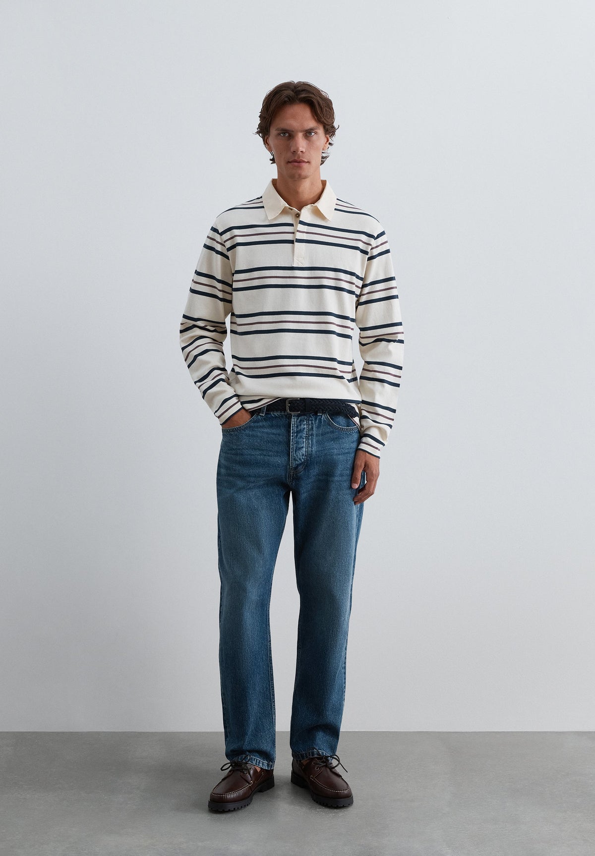STRIPED LONG SLEEVE POLO SHIRT