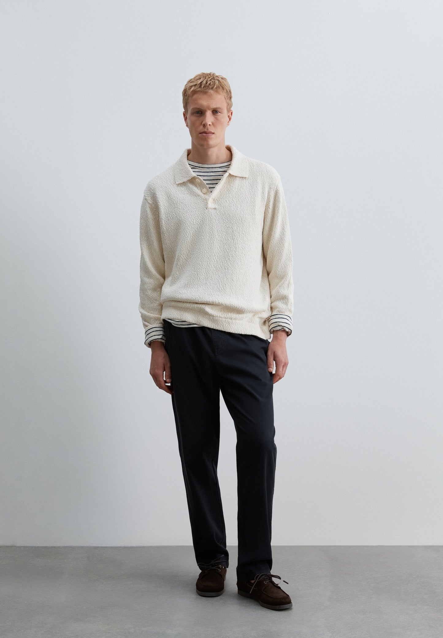 BOUCLÉ KNIT POLO SWEATER
