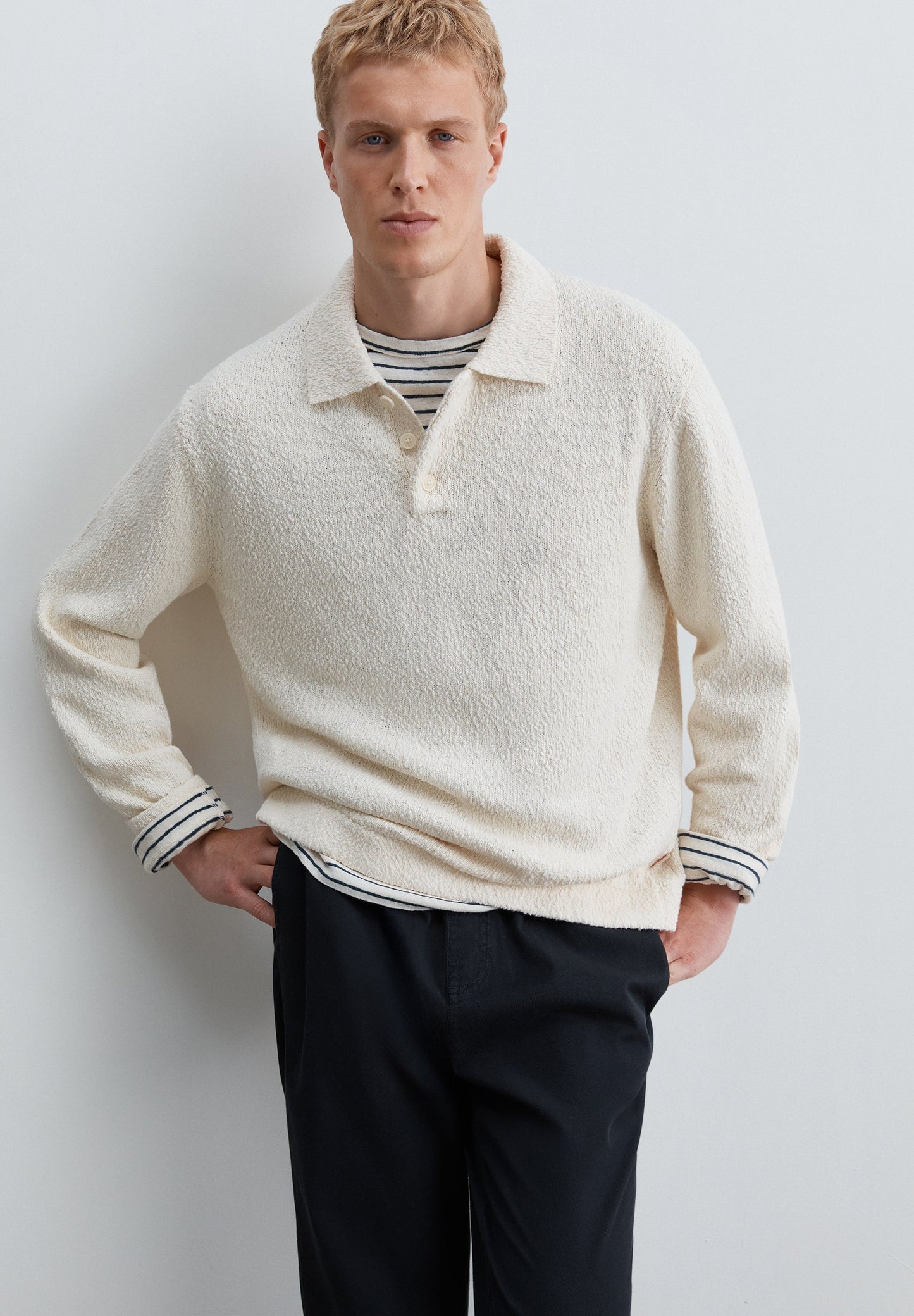 BOUCLÉ KNIT POLO SWEATER