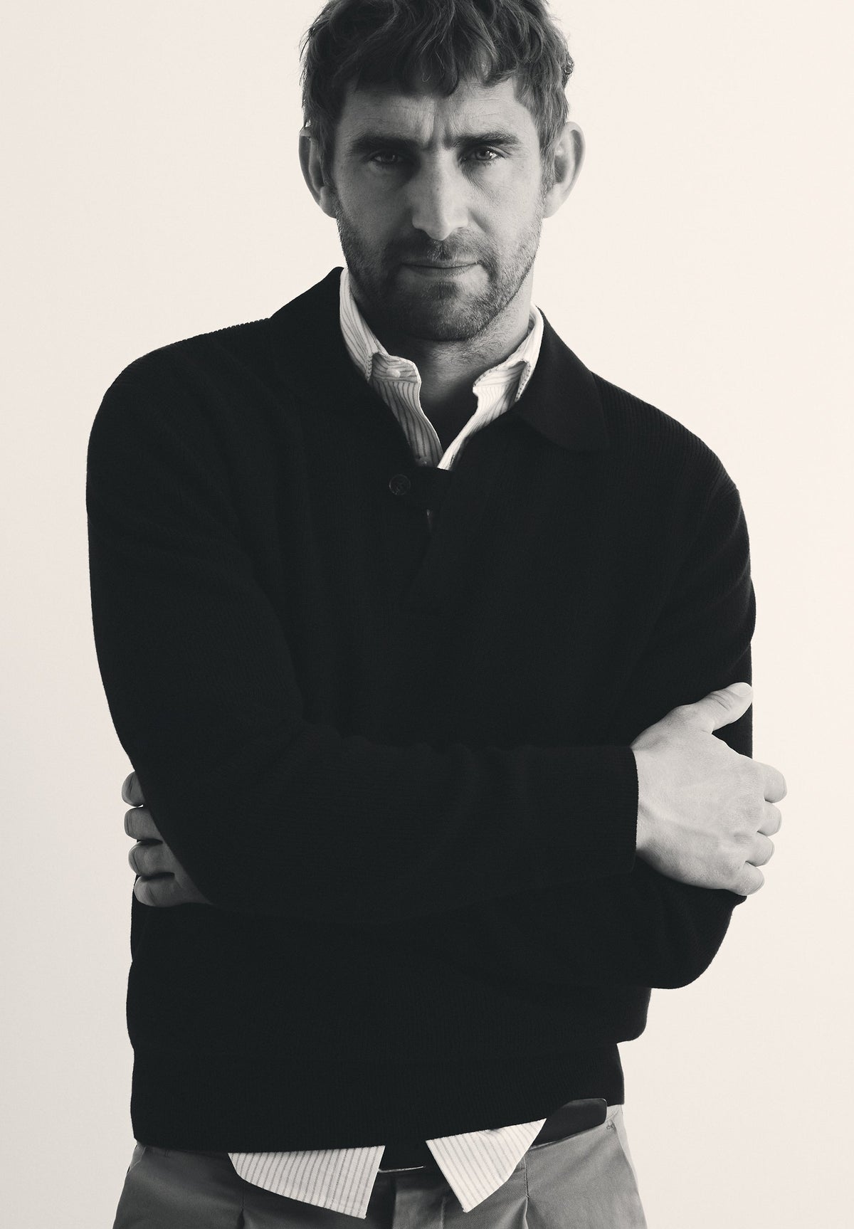 SWEATER WITH TRICOT COLLAR