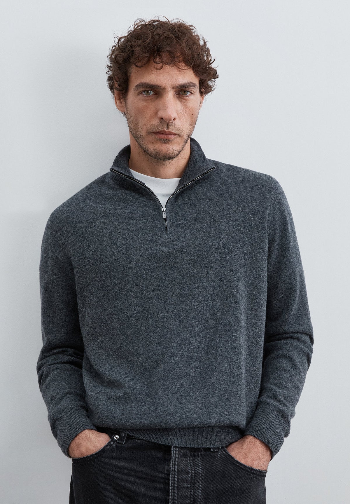 HALF-ZIP WOOL SWEATER
