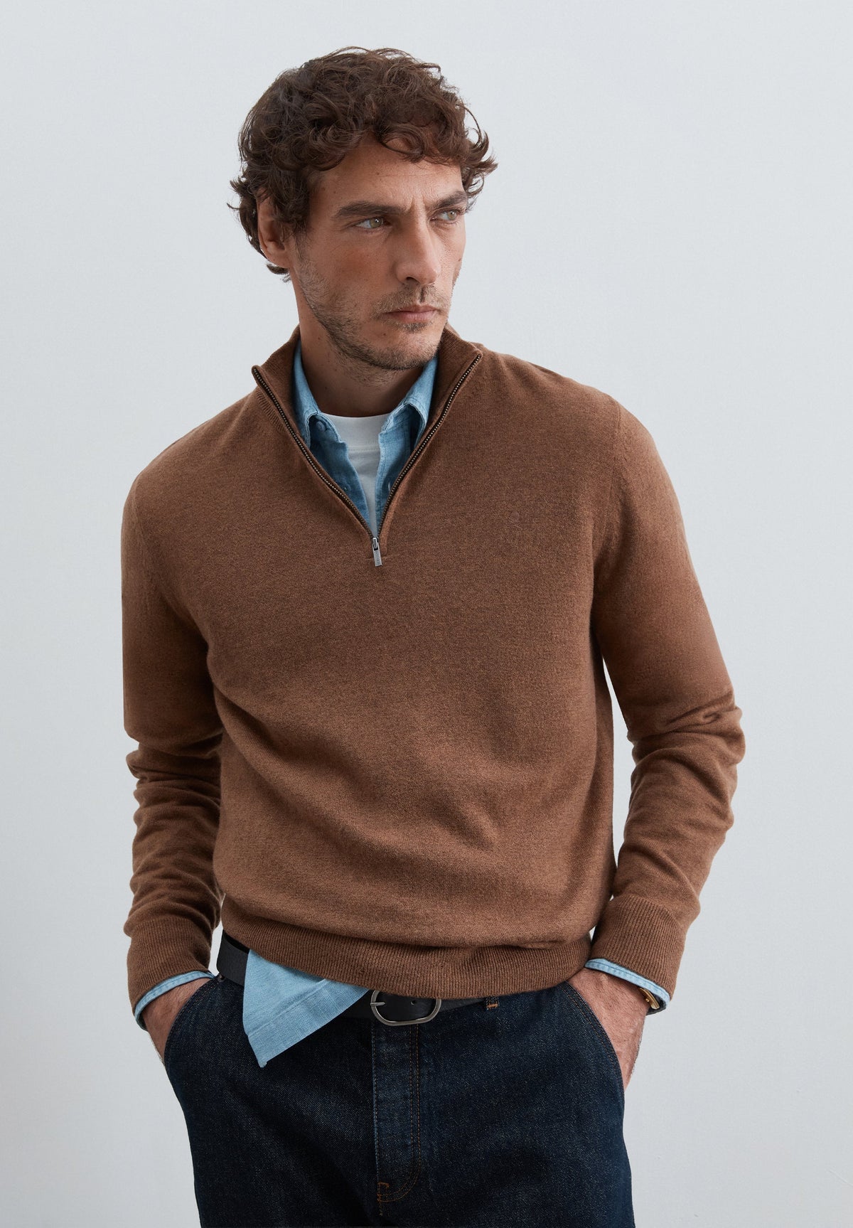 HALF-ZIP WOOL SWEATER