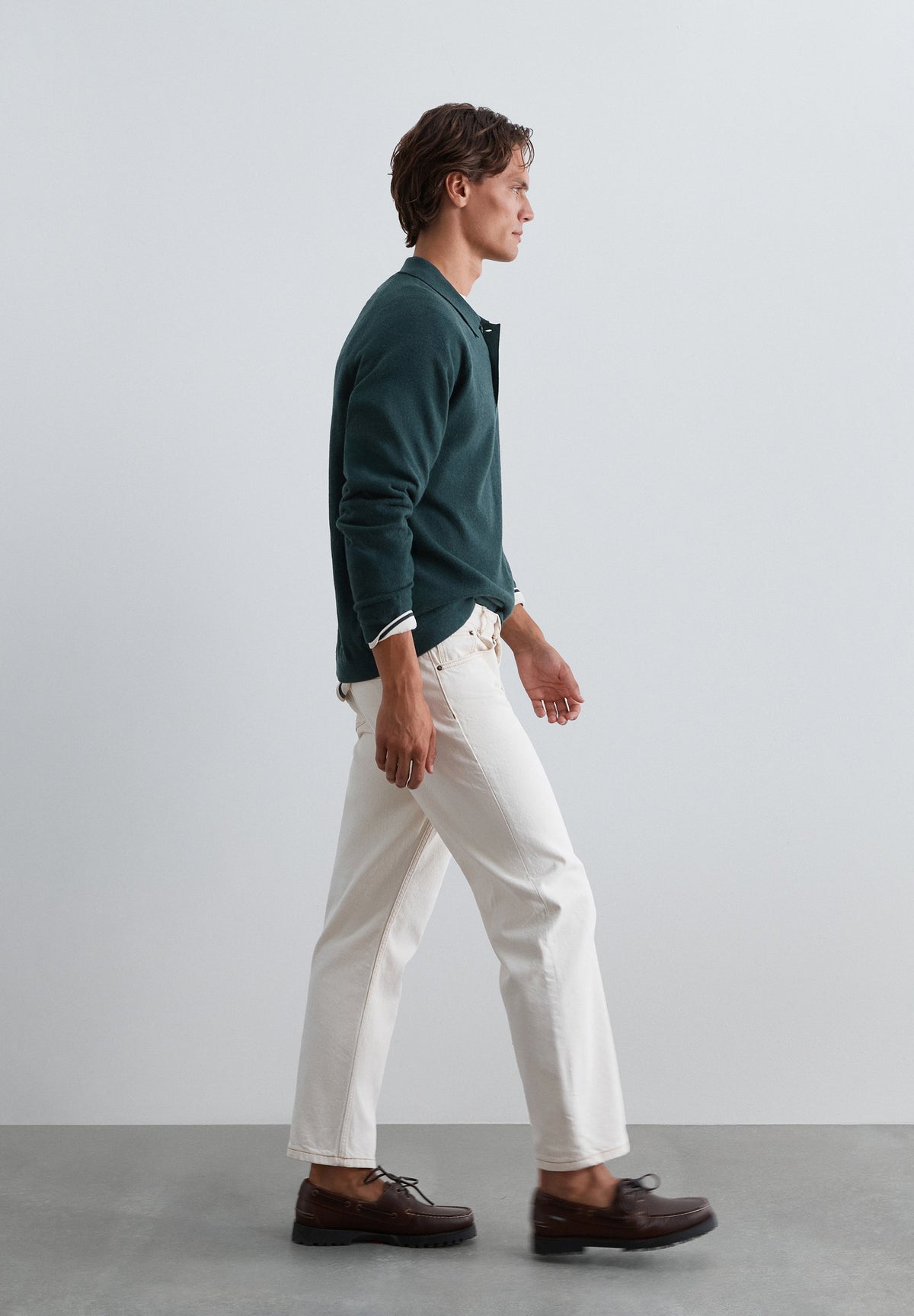 MERINO WOOL POLO SHIRT-STYLE SWEATER