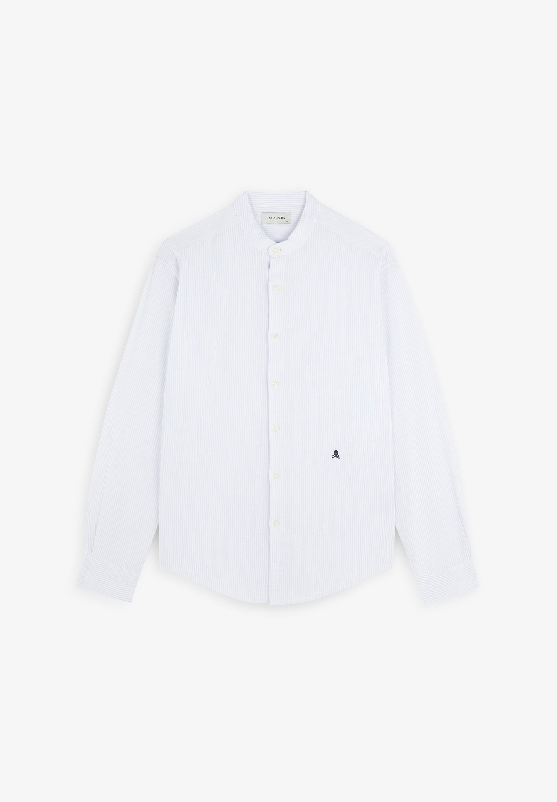 SCSTRIPED LINEN MAO SHIRT
