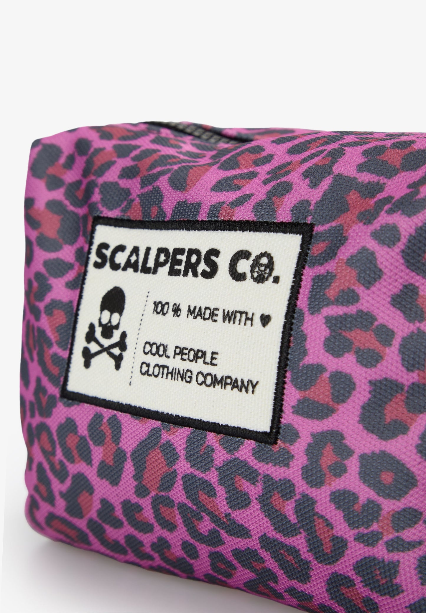 ANIMAL PRINT TOILETRY BAG WITH FRONT PATCH