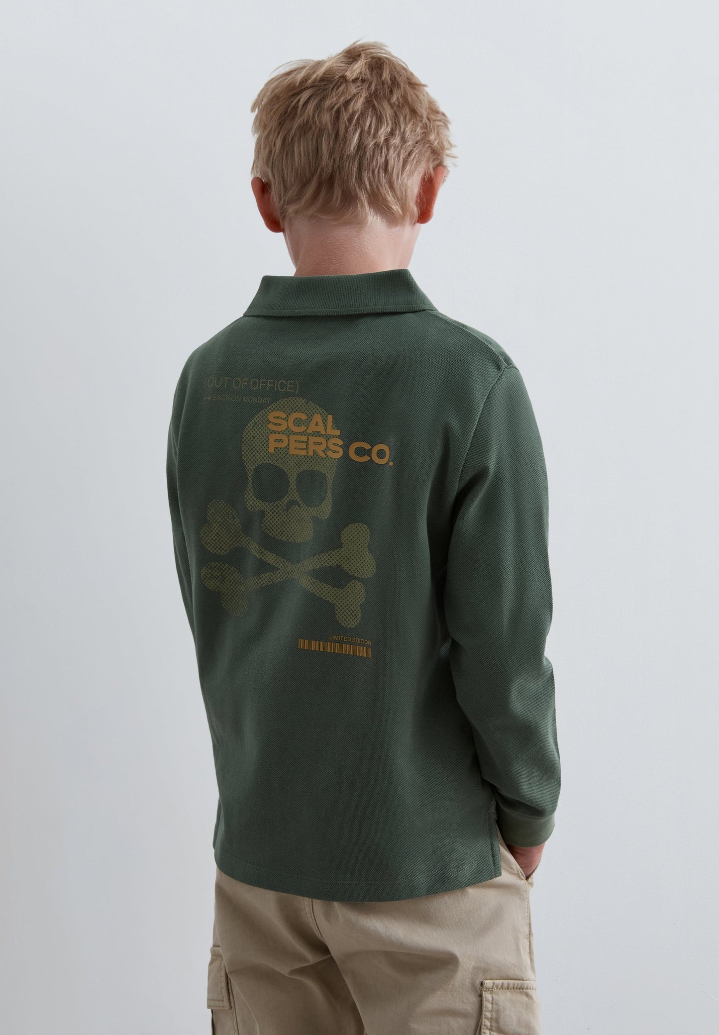 LONG SLEEVE POLO SHIRT WITH BACK PRINT