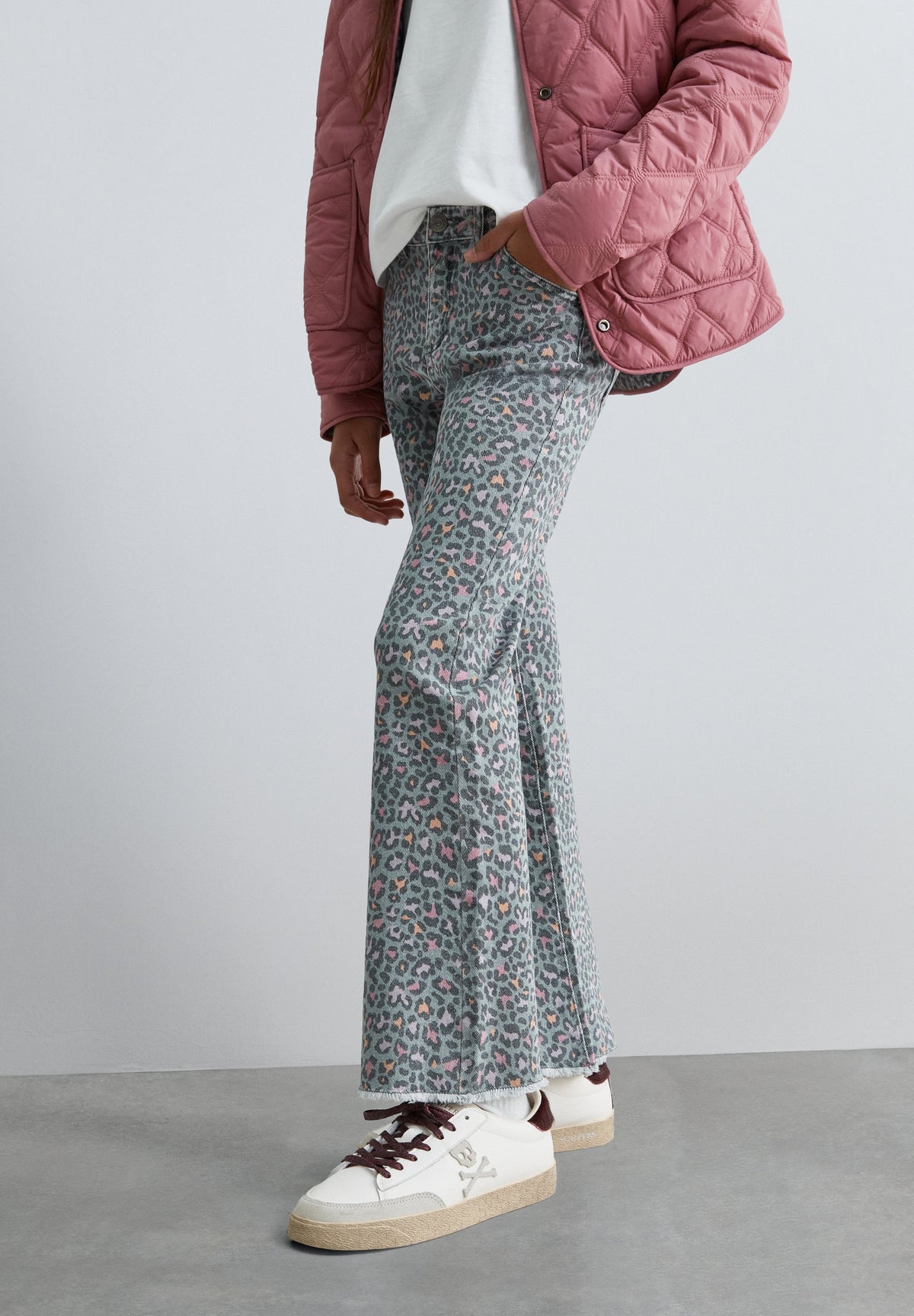 ANIMAL PRINT FLARED TROUSERS