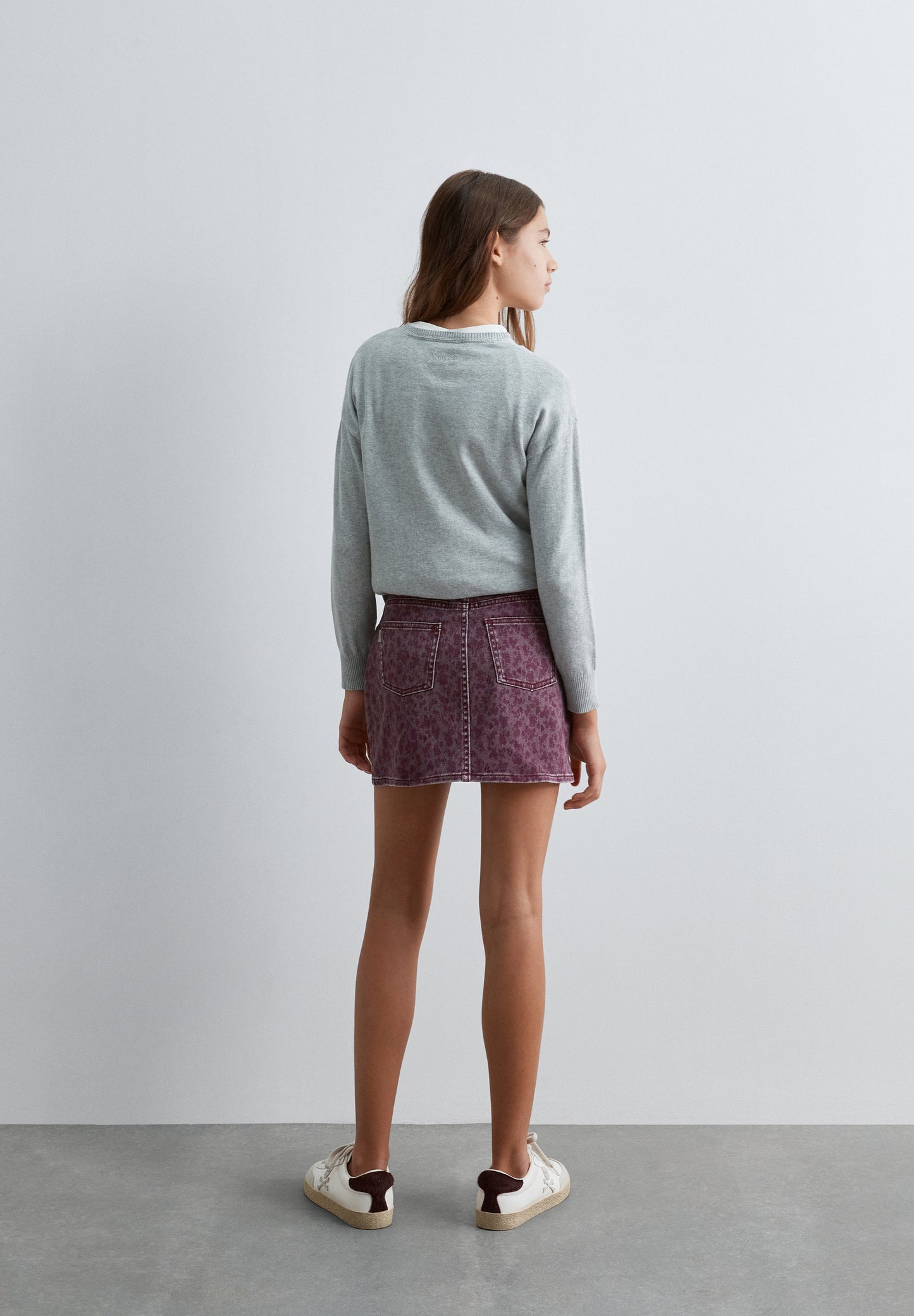 SHORT PRINTED DENIM SKIRT