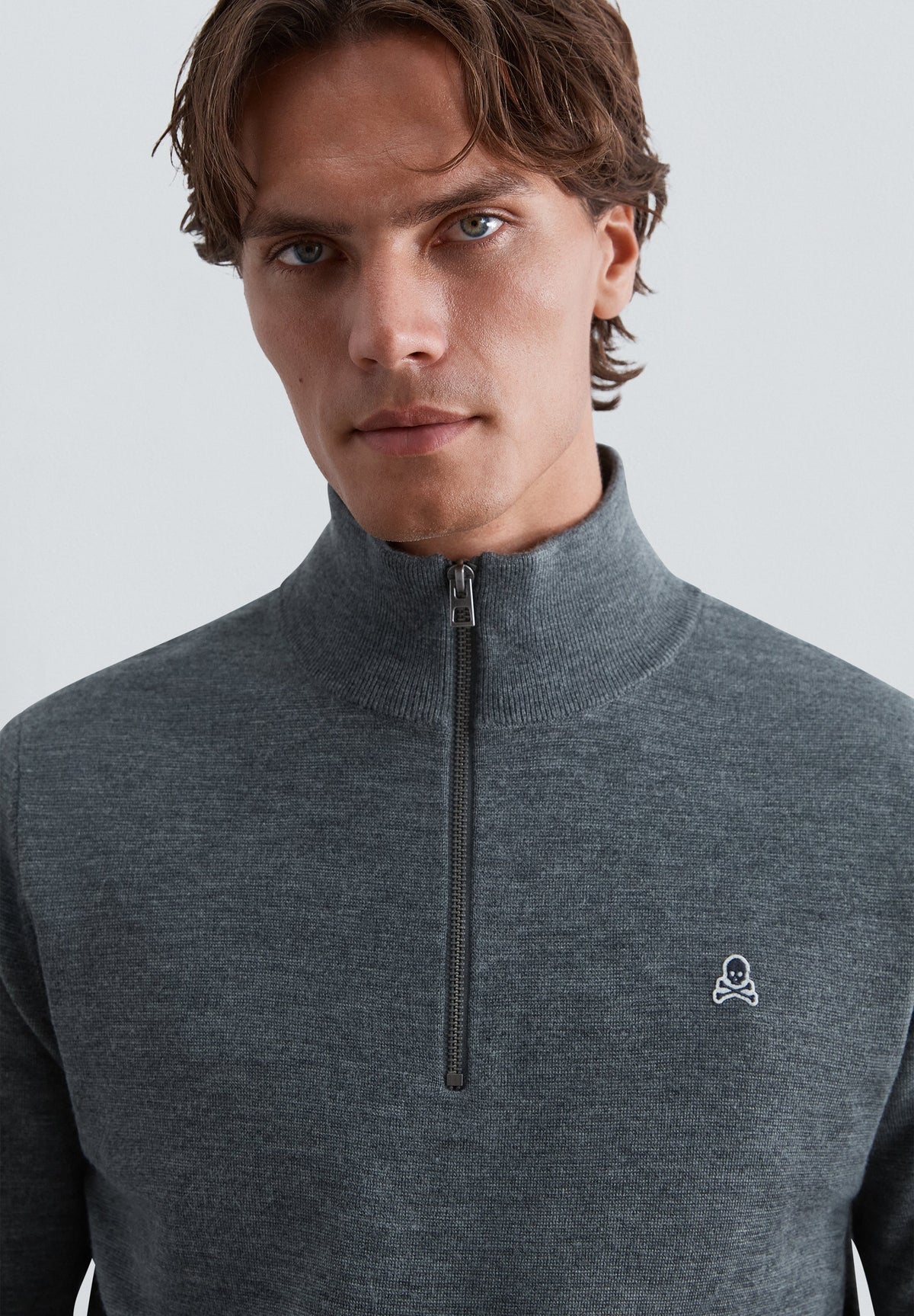 HALF-ZIP SWEATER WITH SKULL