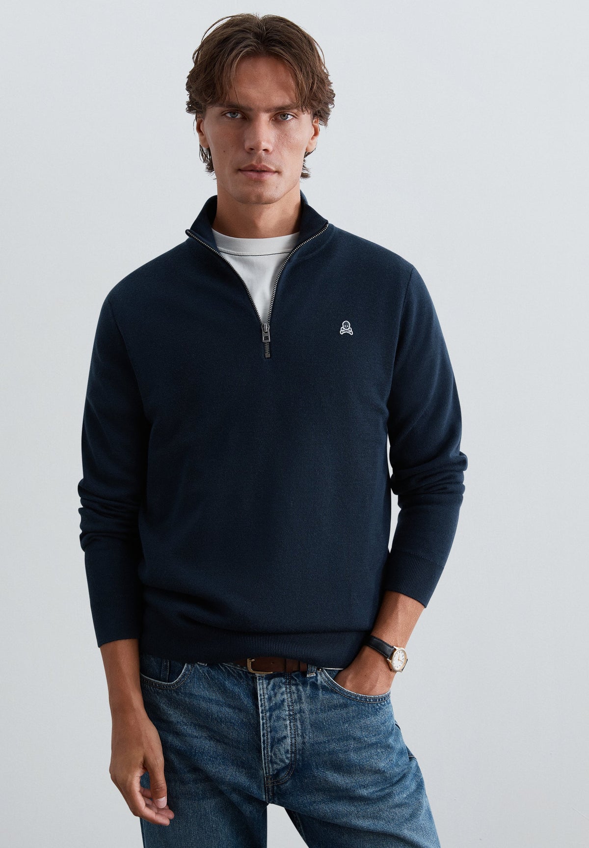 HALF-ZIP SWEATER WITH SKULL