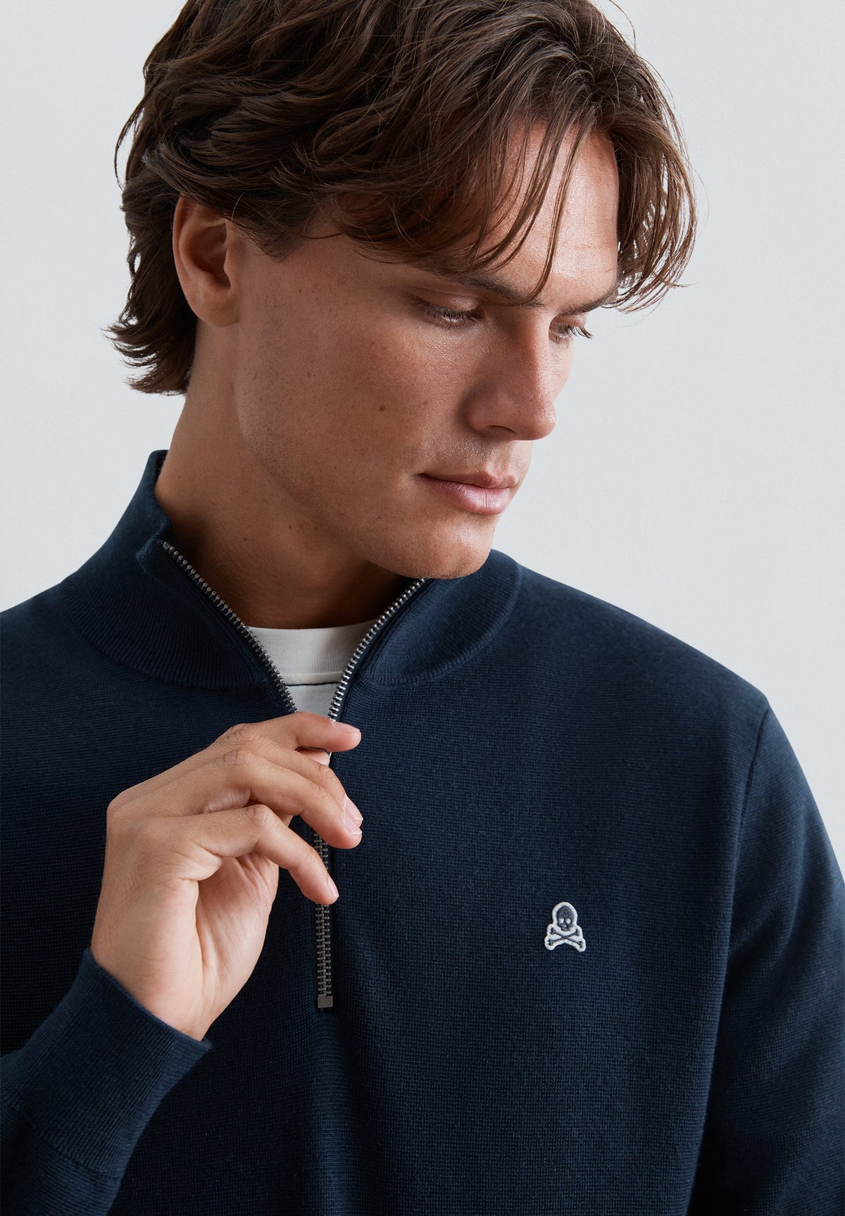 HALF-ZIP SWEATER WITH SKULL