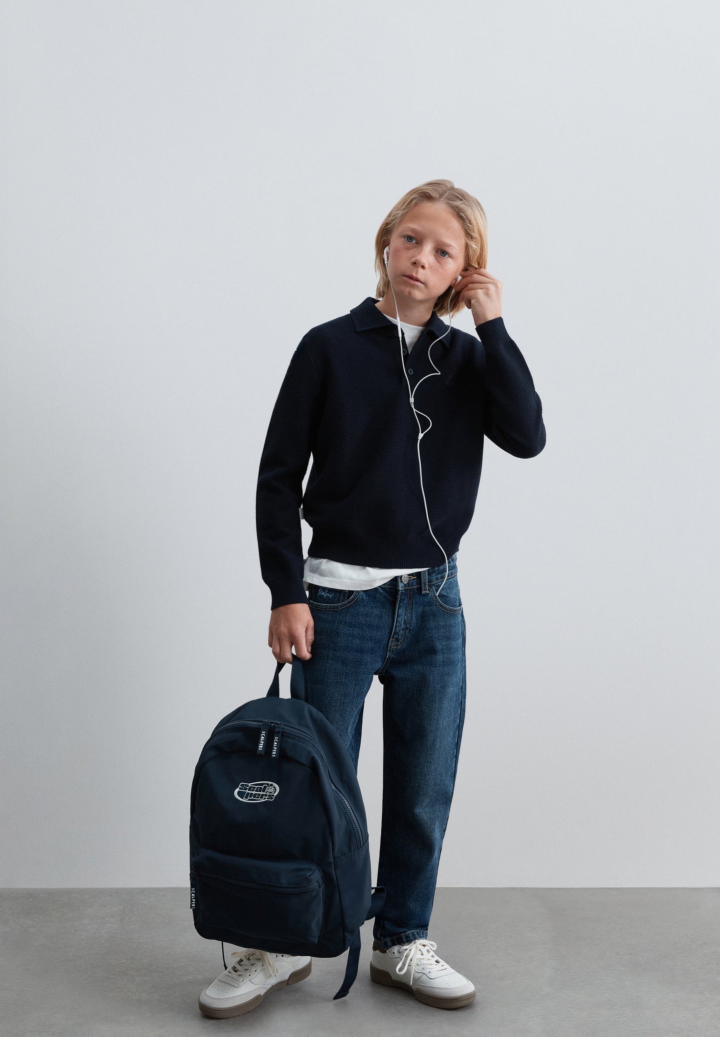 KNIT POLO SHIRT WITH TONAL EMBROIDERY