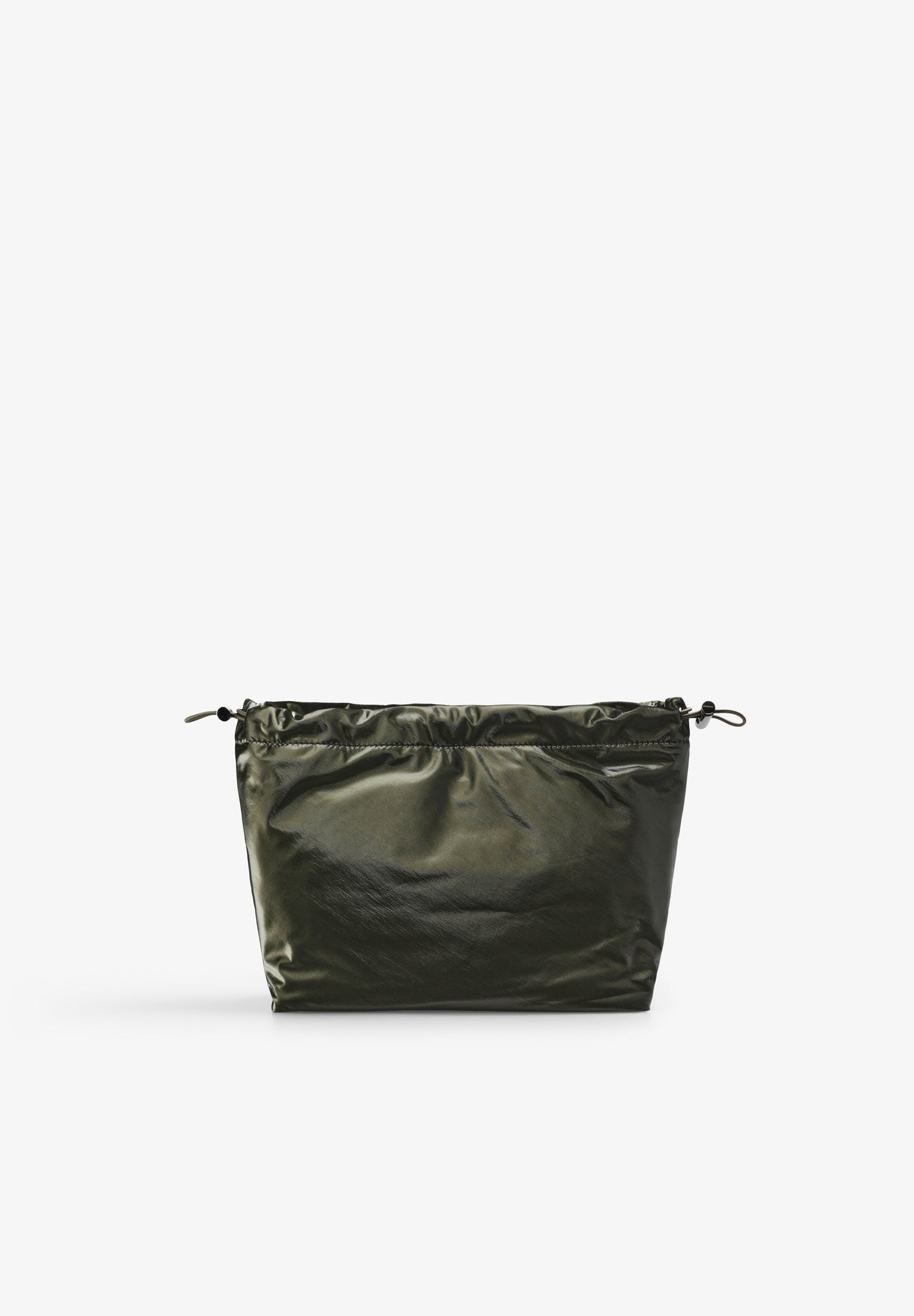 FAUX LEATHER TOILETRY BAG WITH RUCHED CLOSURE