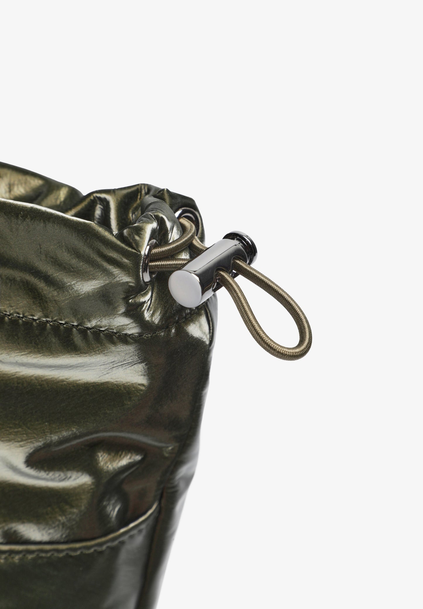 FAUX LEATHER TOILETRY BAG WITH RUCHED CLOSURE