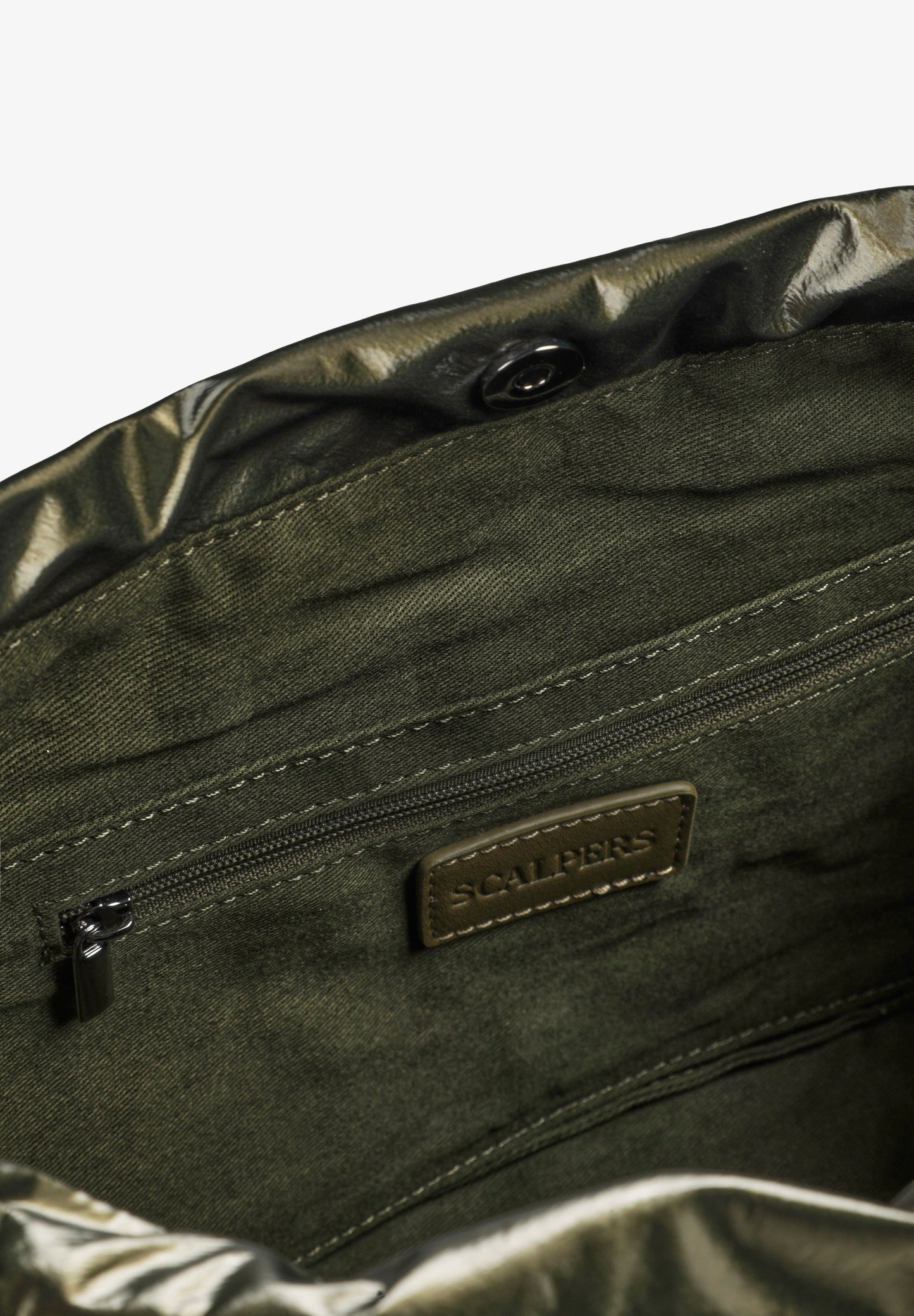 FAUX LEATHER TOILETRY BAG WITH RUCHED CLOSURE