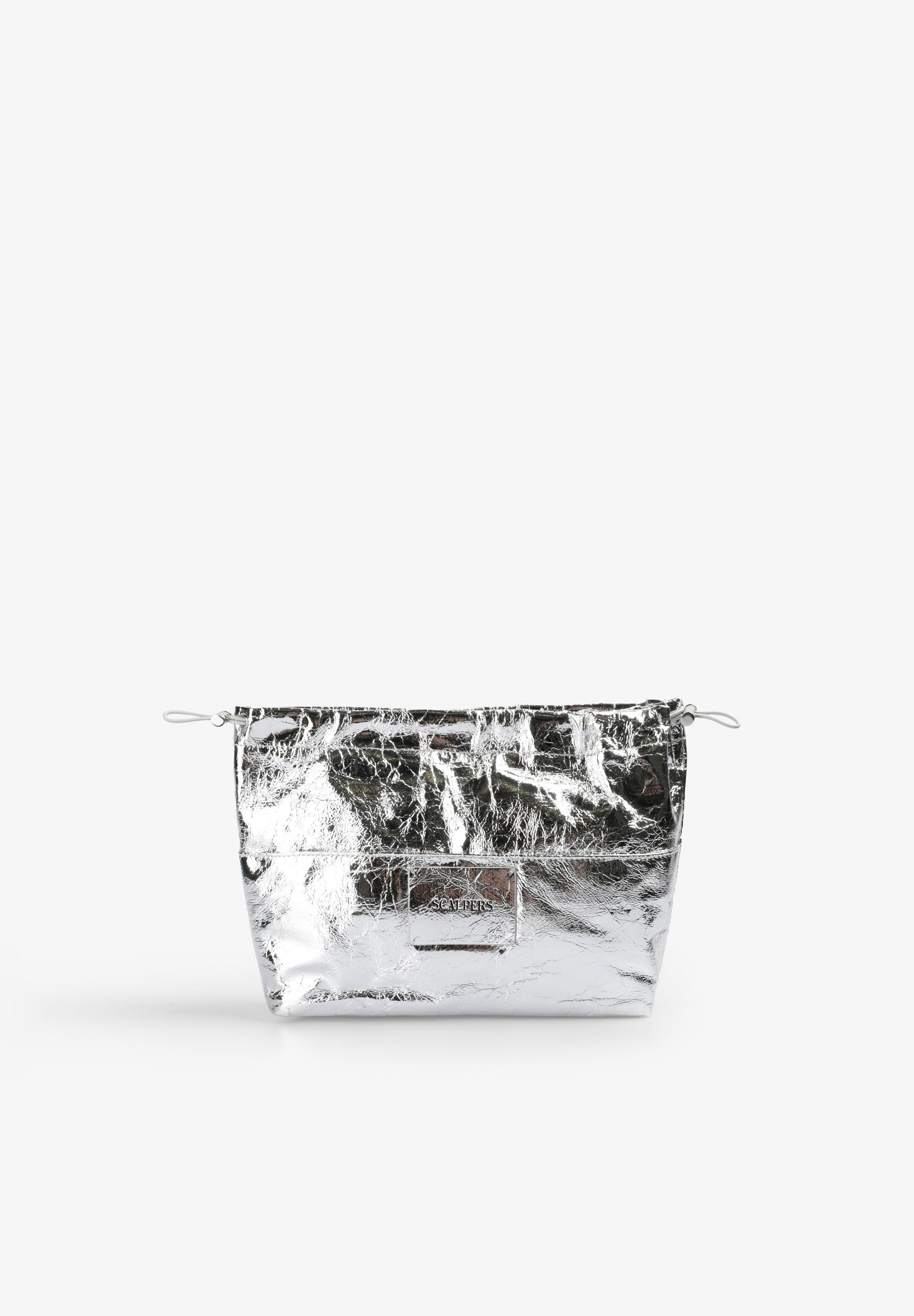 FAUX LEATHER TOILETRY BAG WITH RUCHED CLOSURE