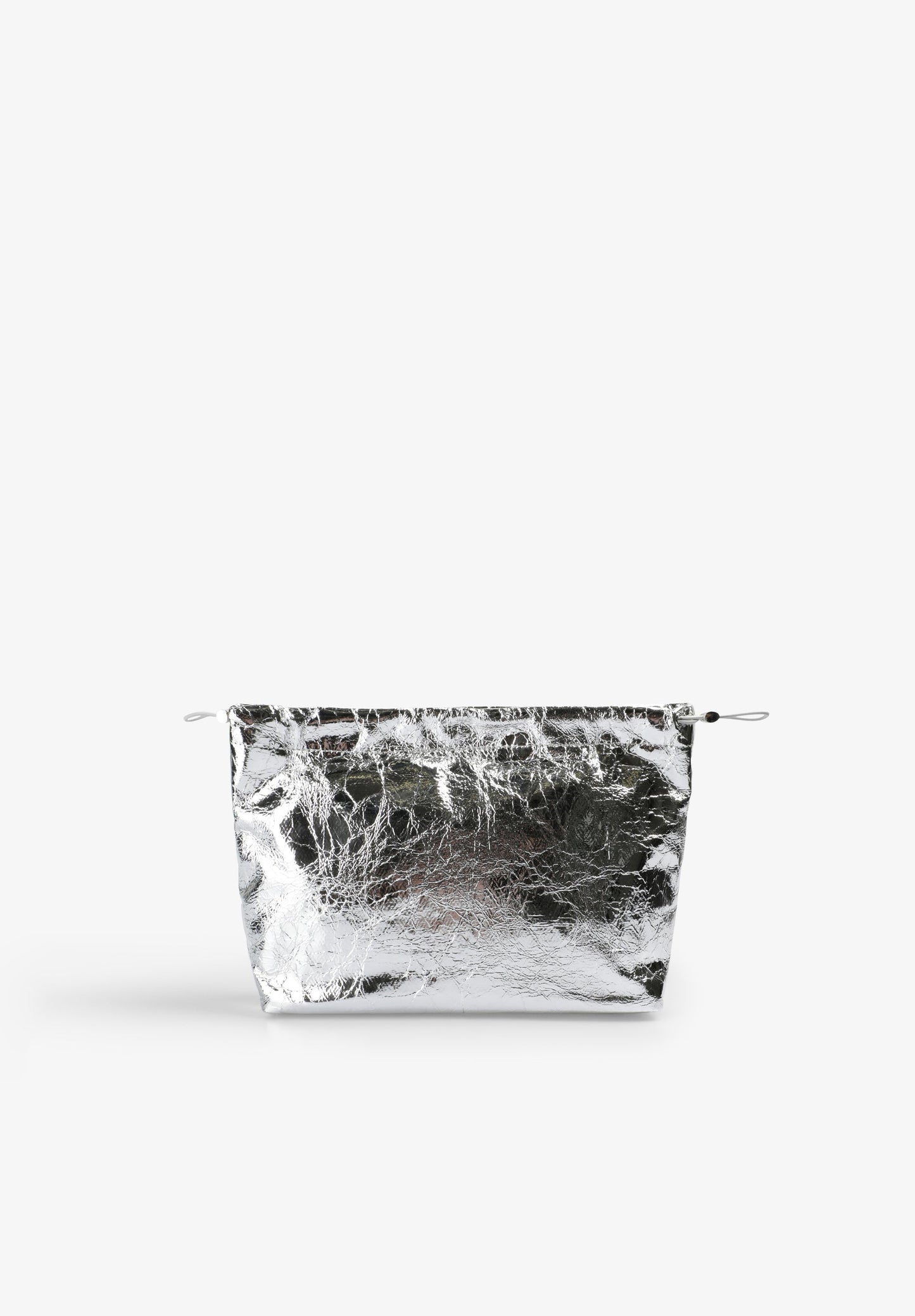 FAUX LEATHER TOILETRY BAG WITH RUCHED CLOSURE