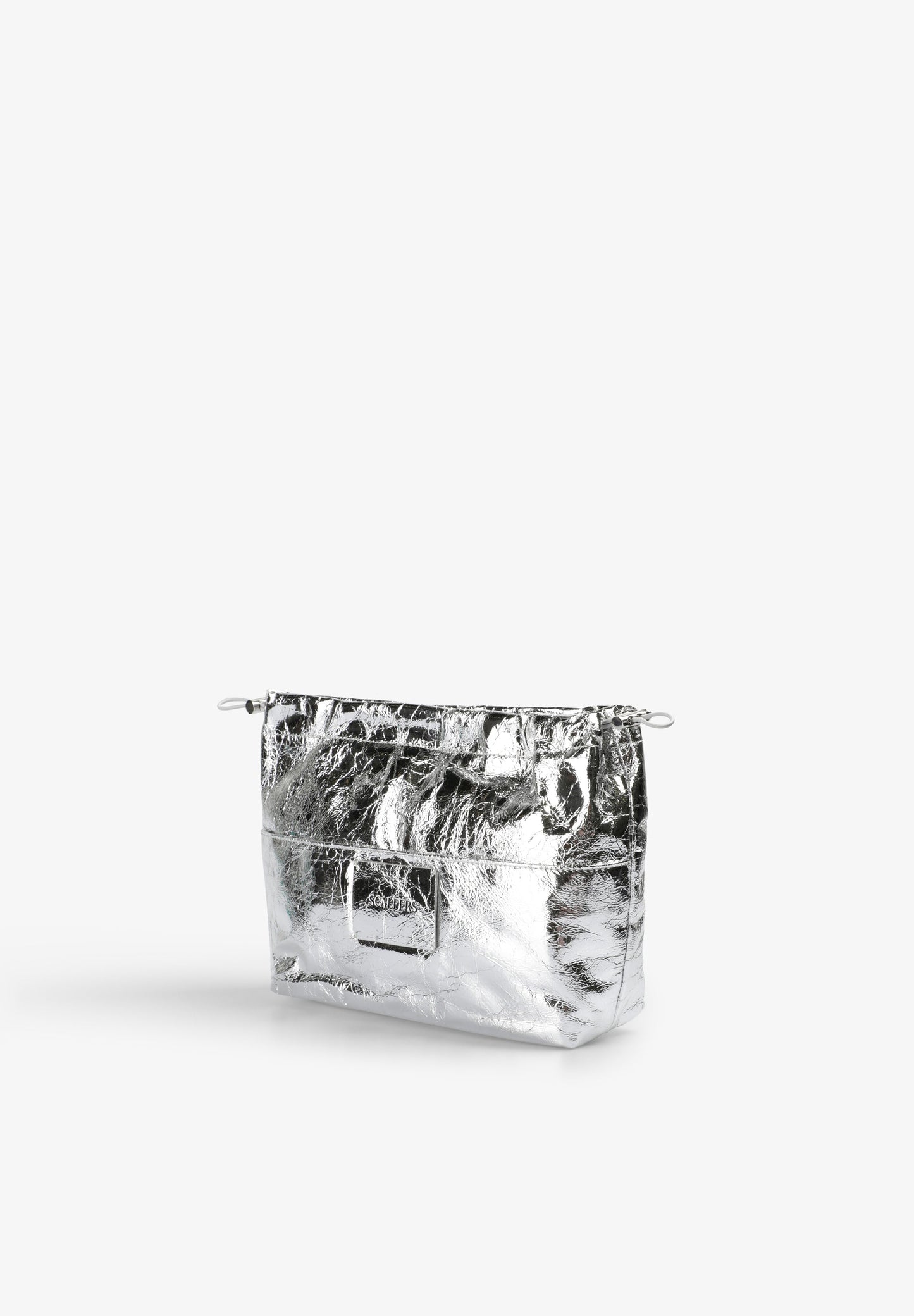 FAUX LEATHER TOILETRY BAG WITH RUCHED CLOSURE
