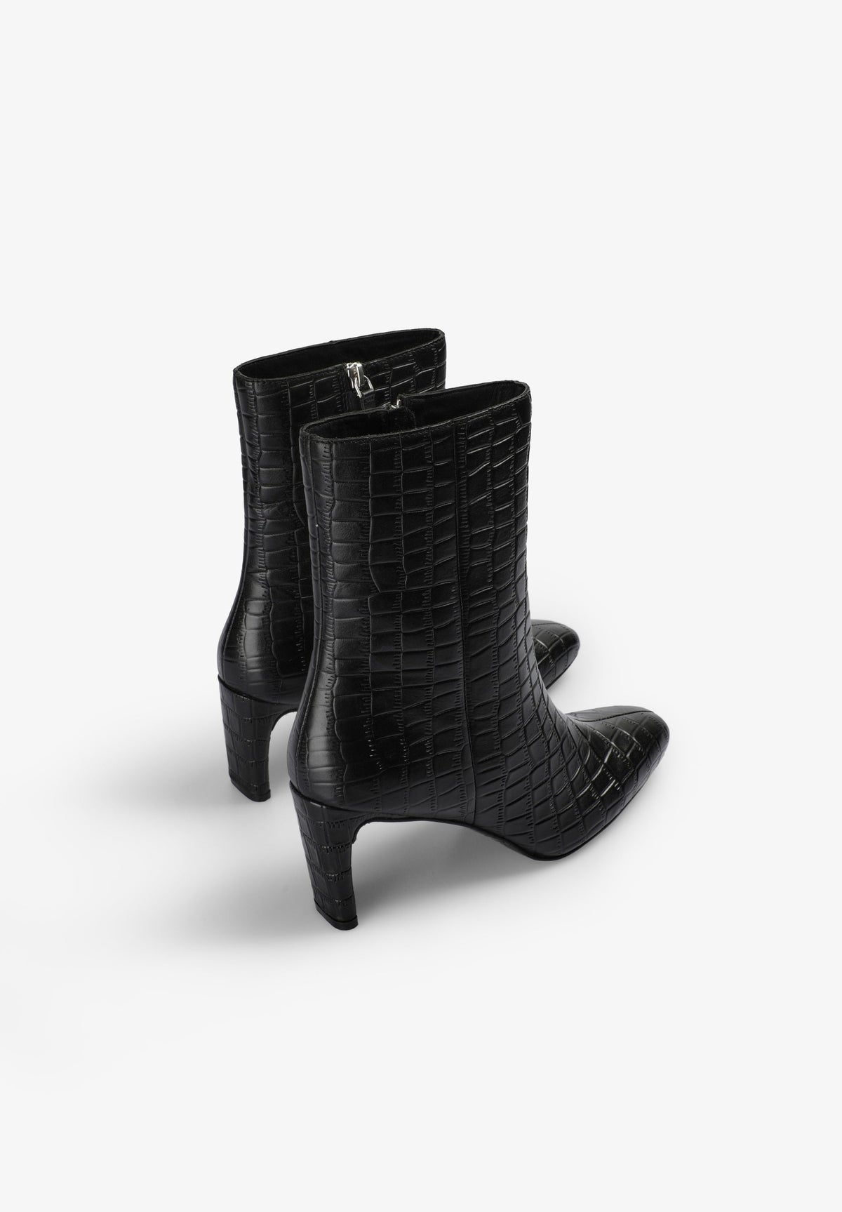 LEATHER HIGH-HEELED BOOTS