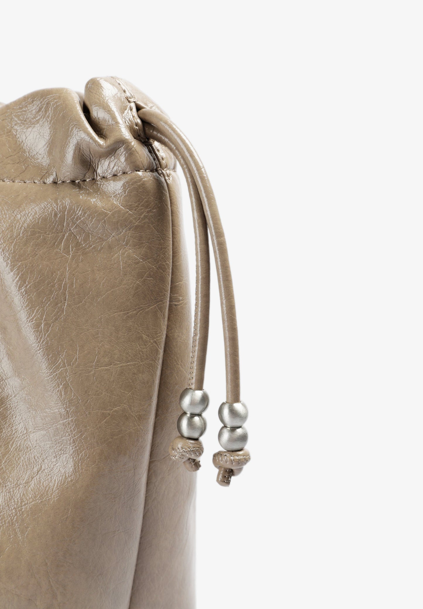 MEDIUM FAUX LEATHER BAG WITH RUCHED CLOSURE
