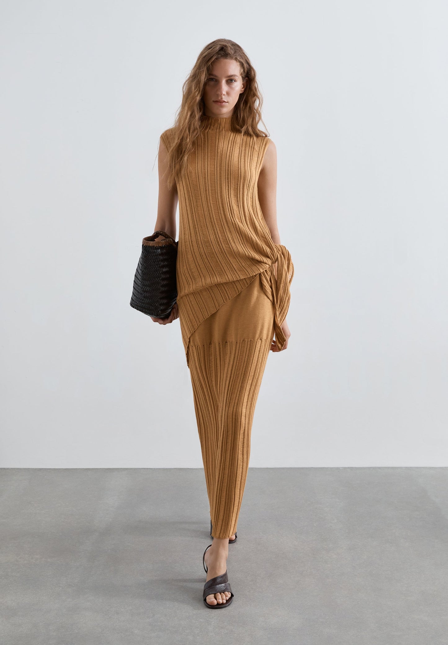 LONG OPENWORK KNIT SKIRT