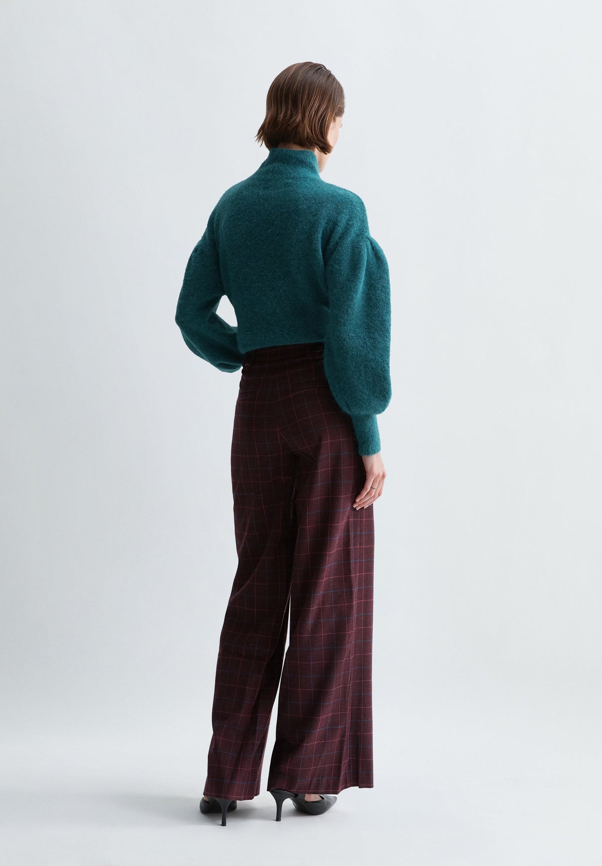 CHECK TROUSERS WITH BUTTON DETAIL