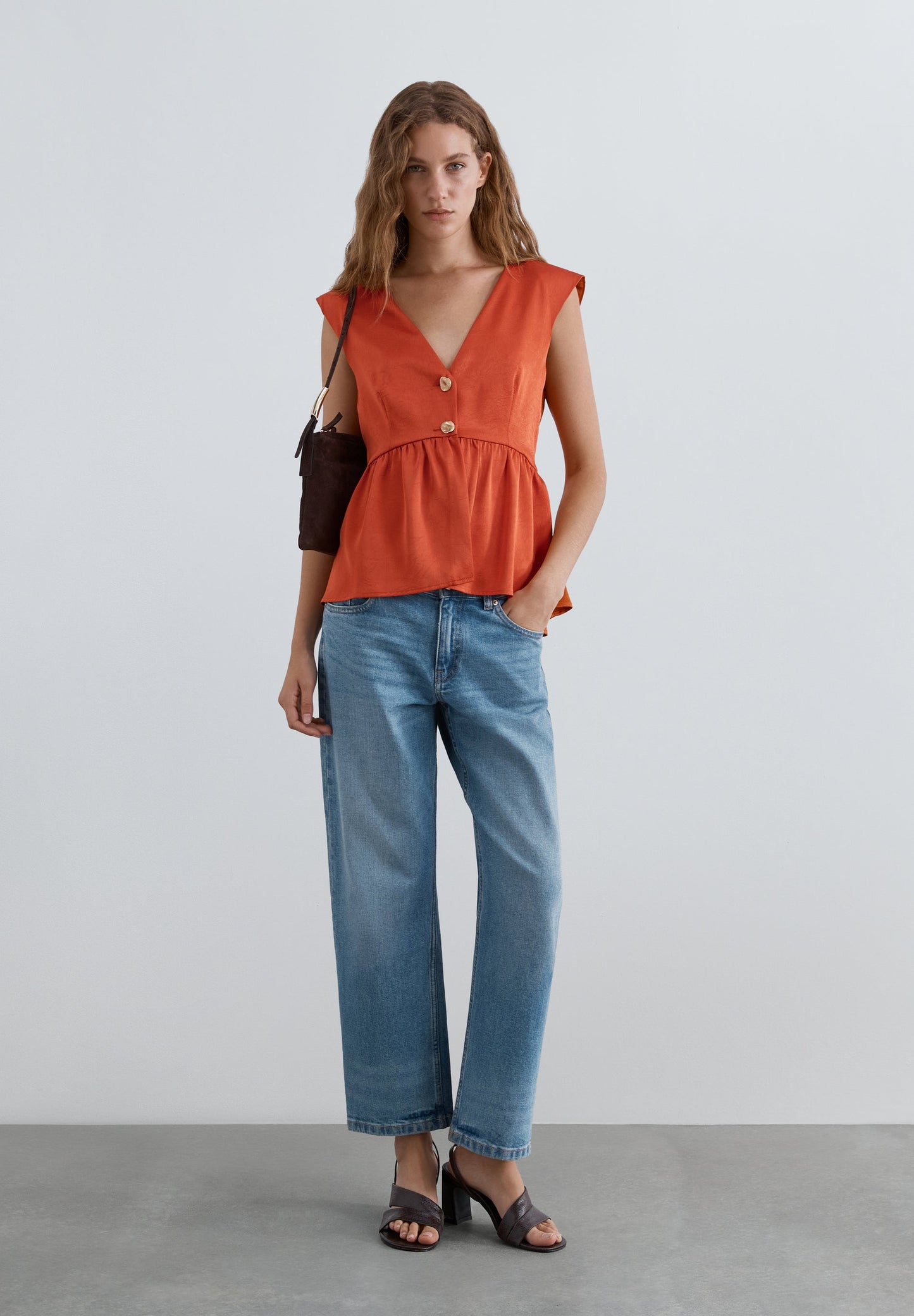 SATIN PEPLUM TOP