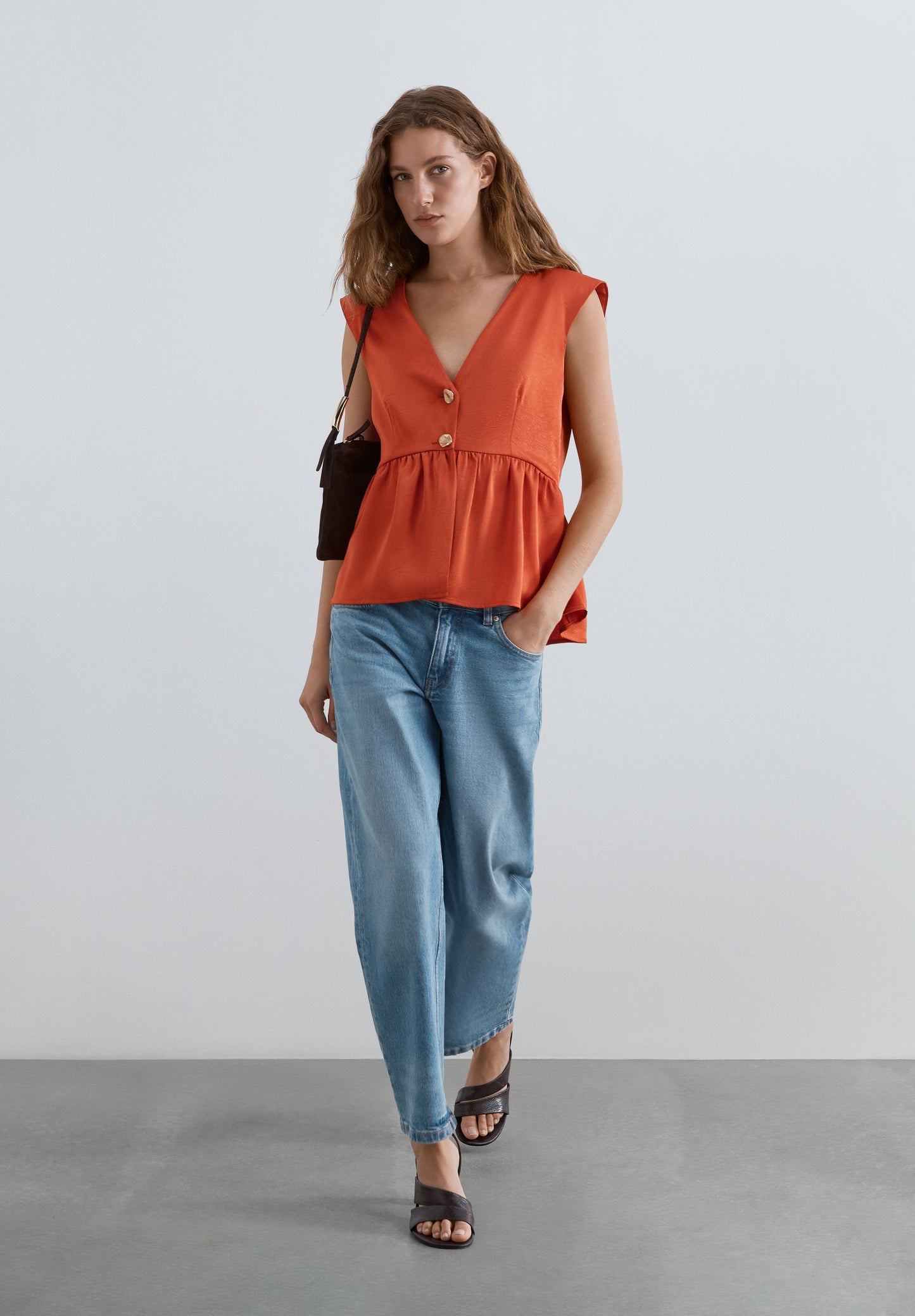SATIN PEPLUM TOP