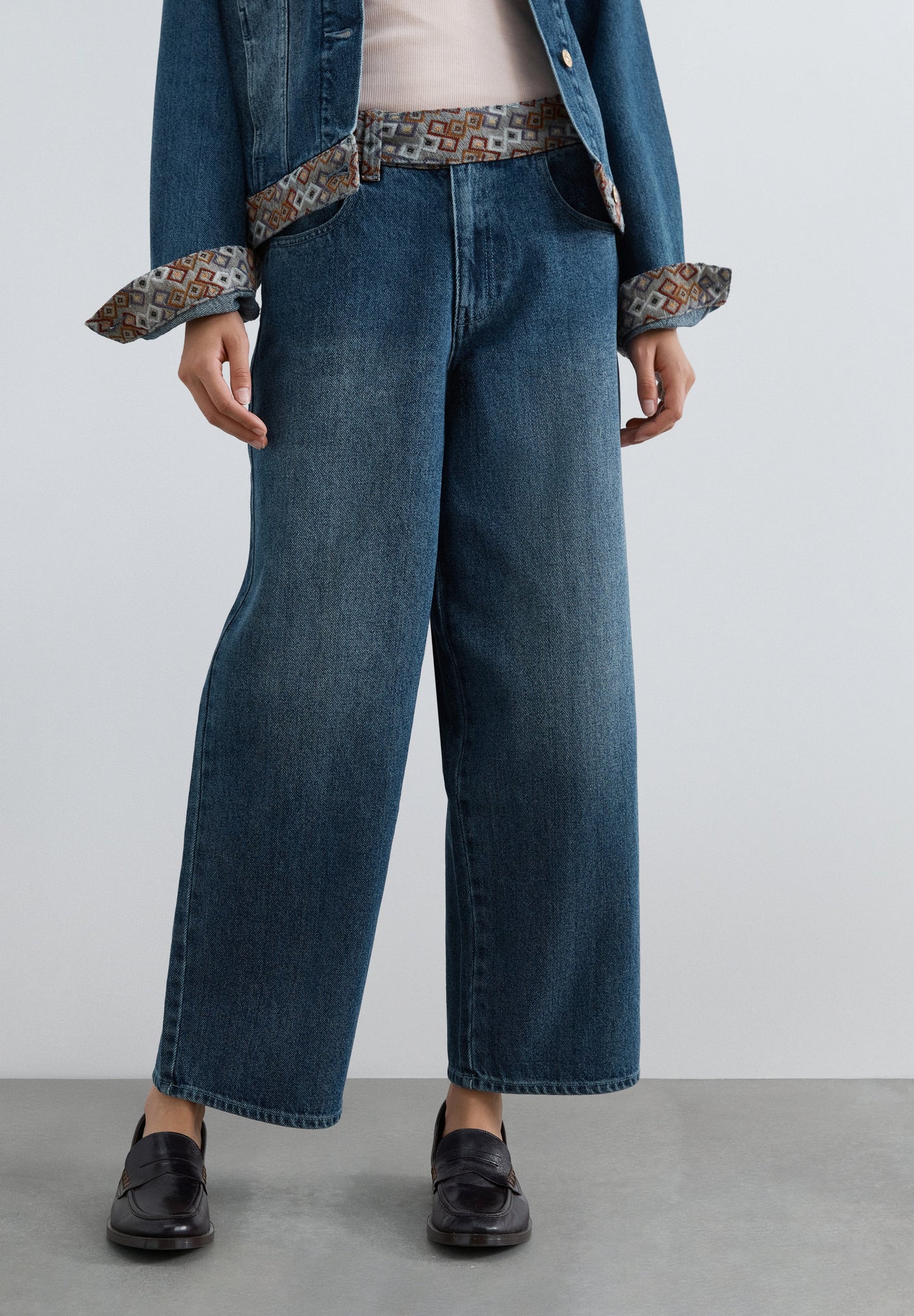 ETHNIC PRINT CULOTTE JEANS