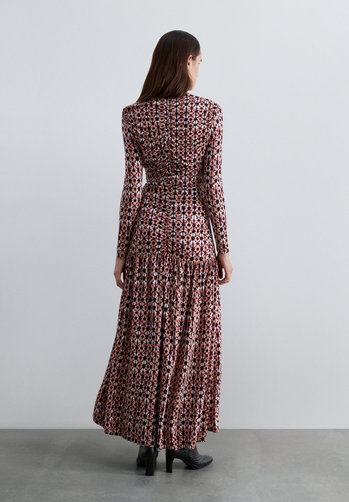 PRINTED DRAPED-BODY DRESS
