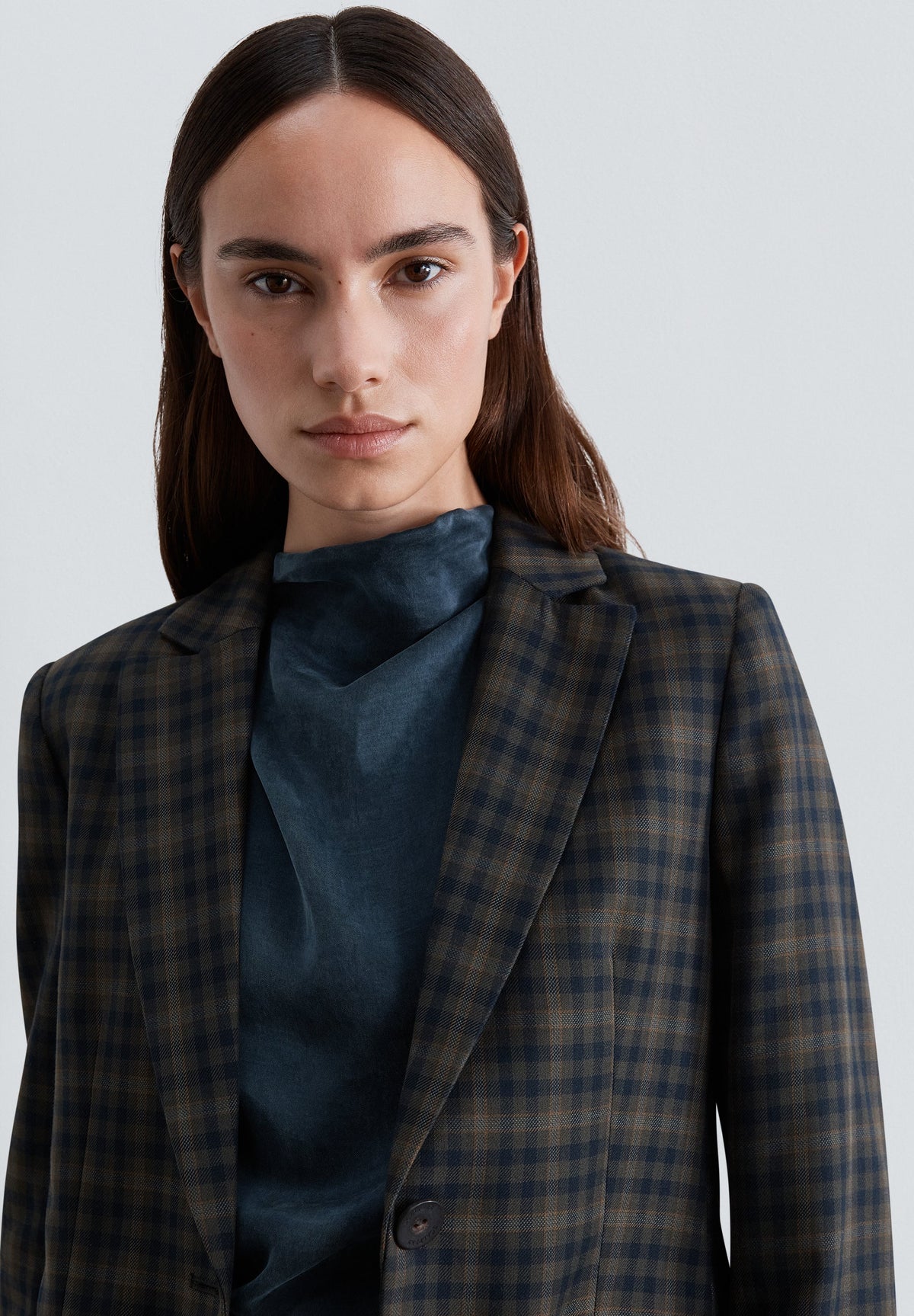 CHECK BLAZER WITH BELT