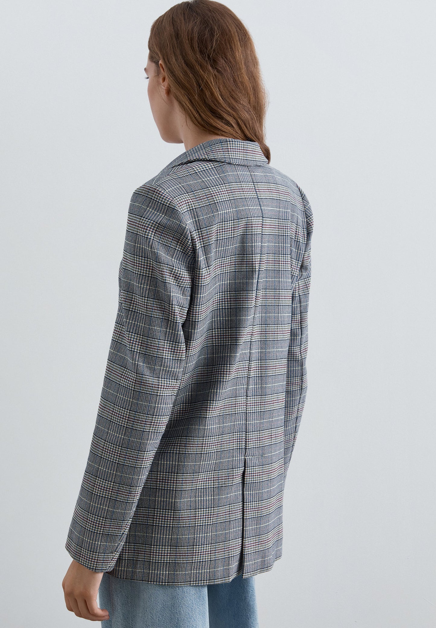 DOUBLE-BREASTED CHECK BLAZER