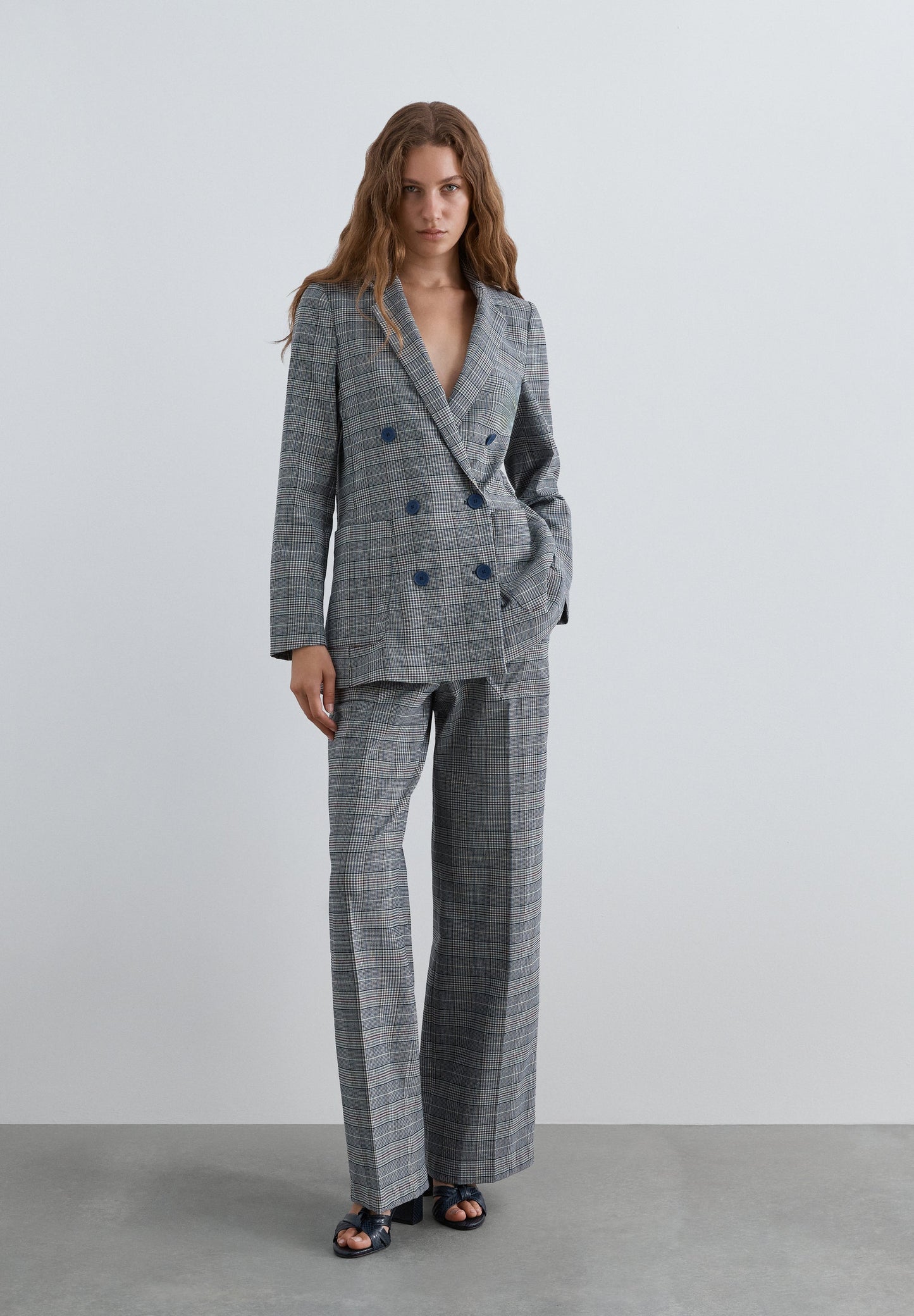 STRAIGHT CHECKED TROUSERS