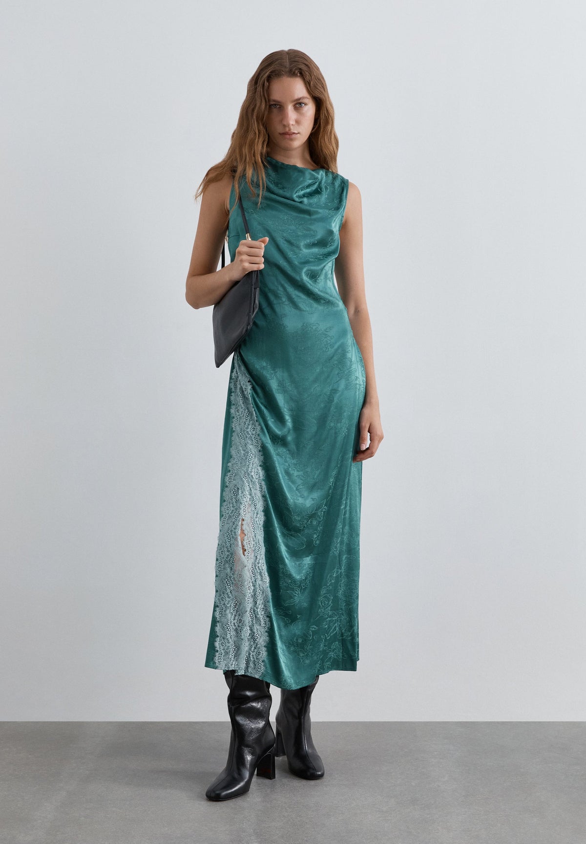 JACQUARD DRESS WITH LACE