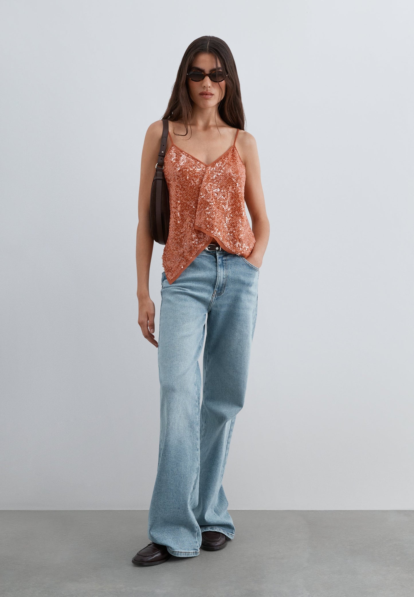 SEQUINNED TOP WITH STRAPS