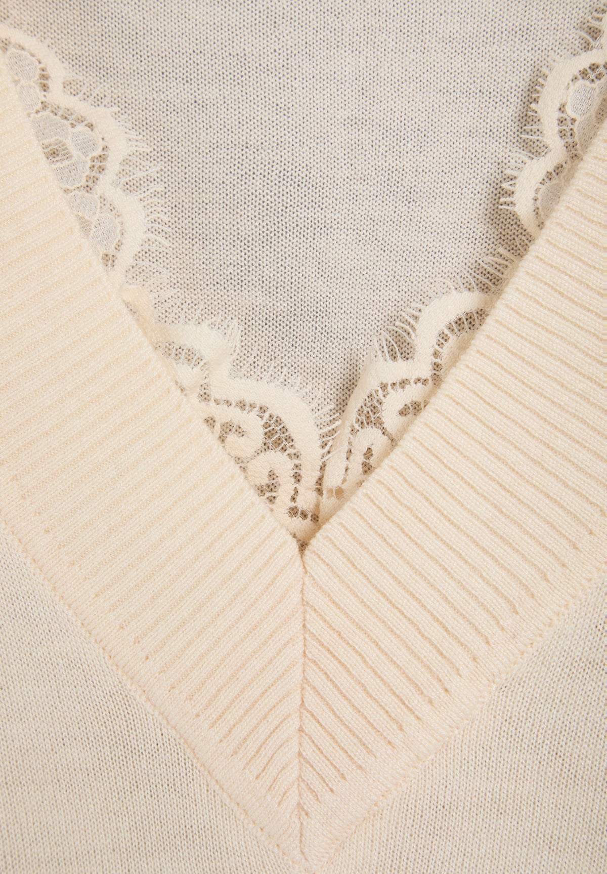 V-NECK SWEATER WITH LACE DETAIL