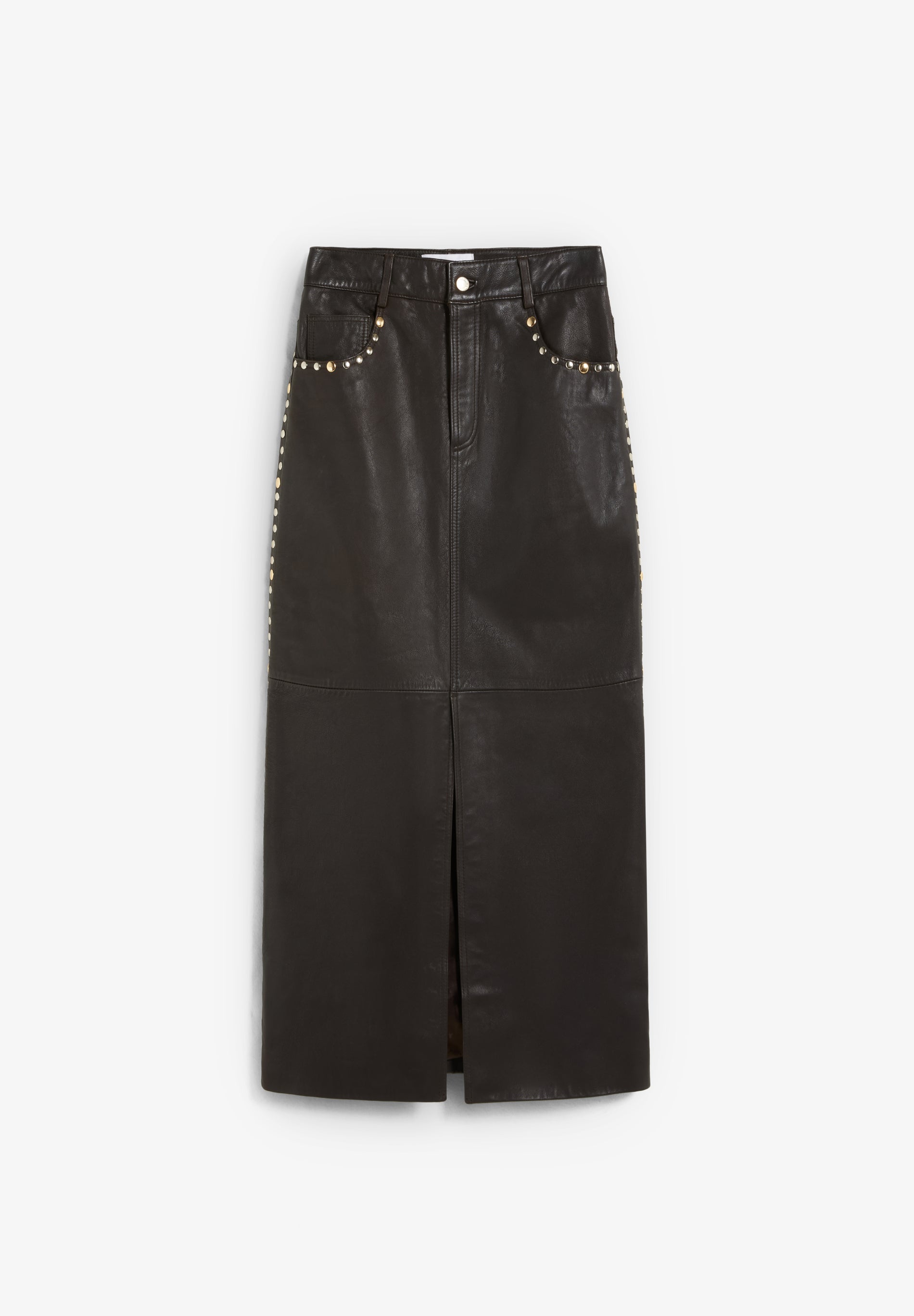 SCLEATHER STUDS MIDI SKIRT